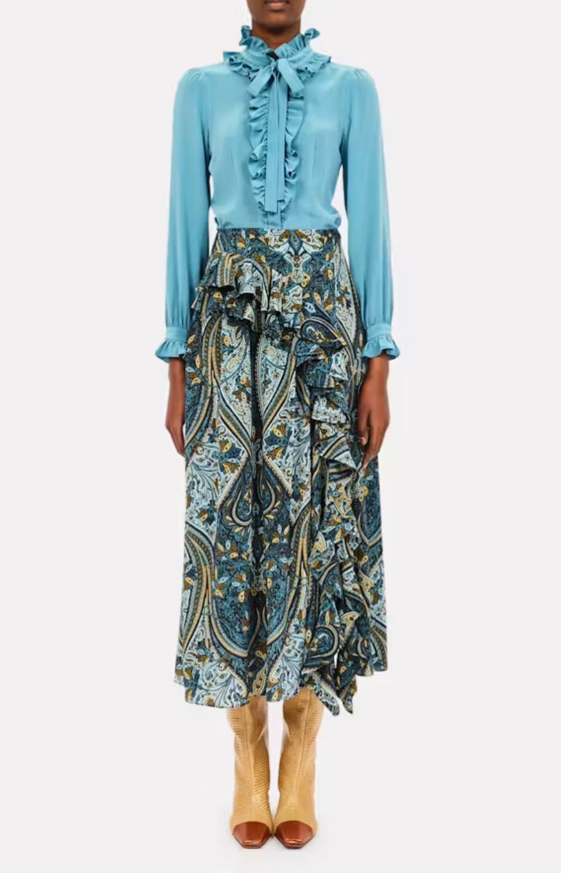 Ul0221 Catroux Blue Silk Blouse