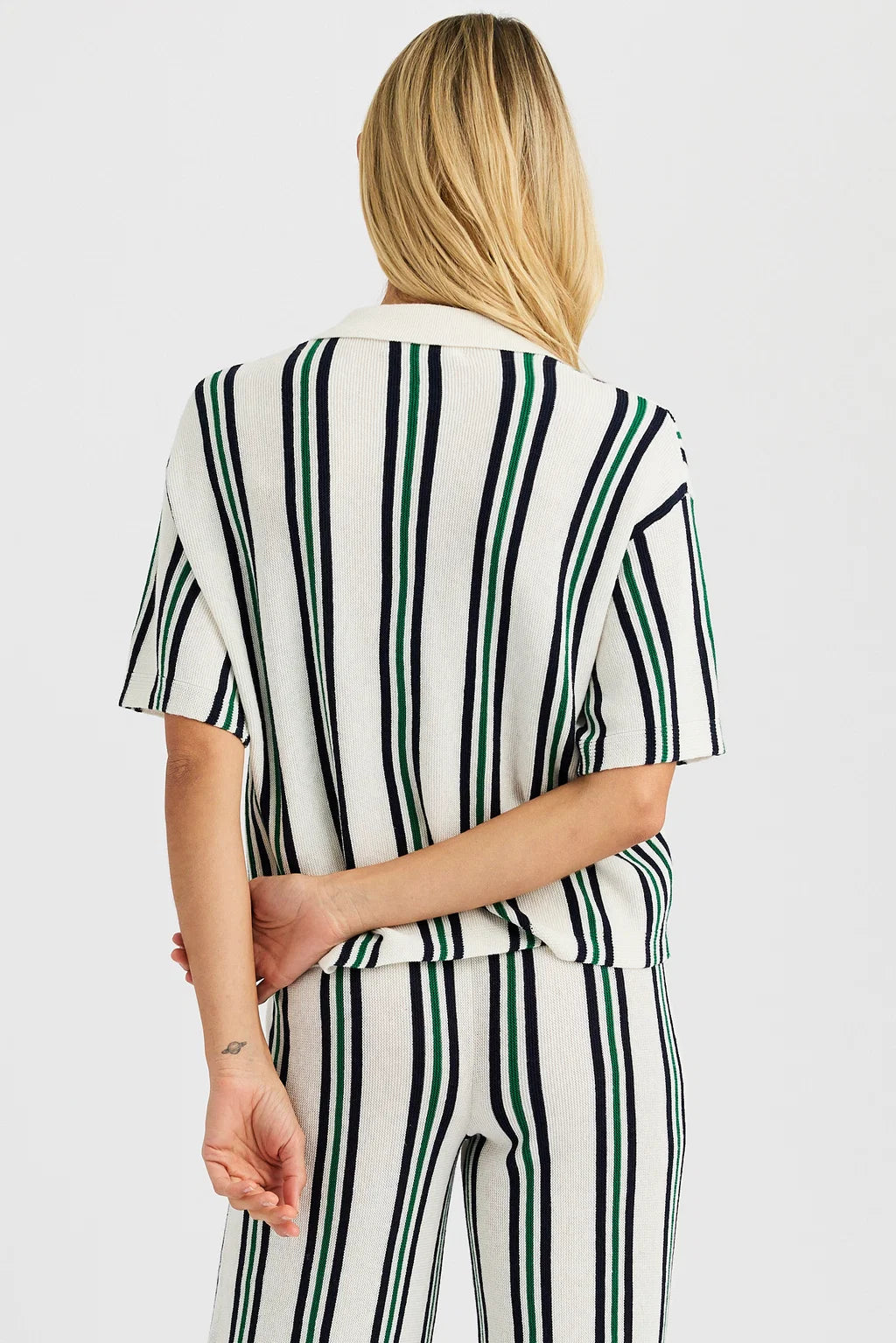 Ongd871 Stripe Collared Cardi