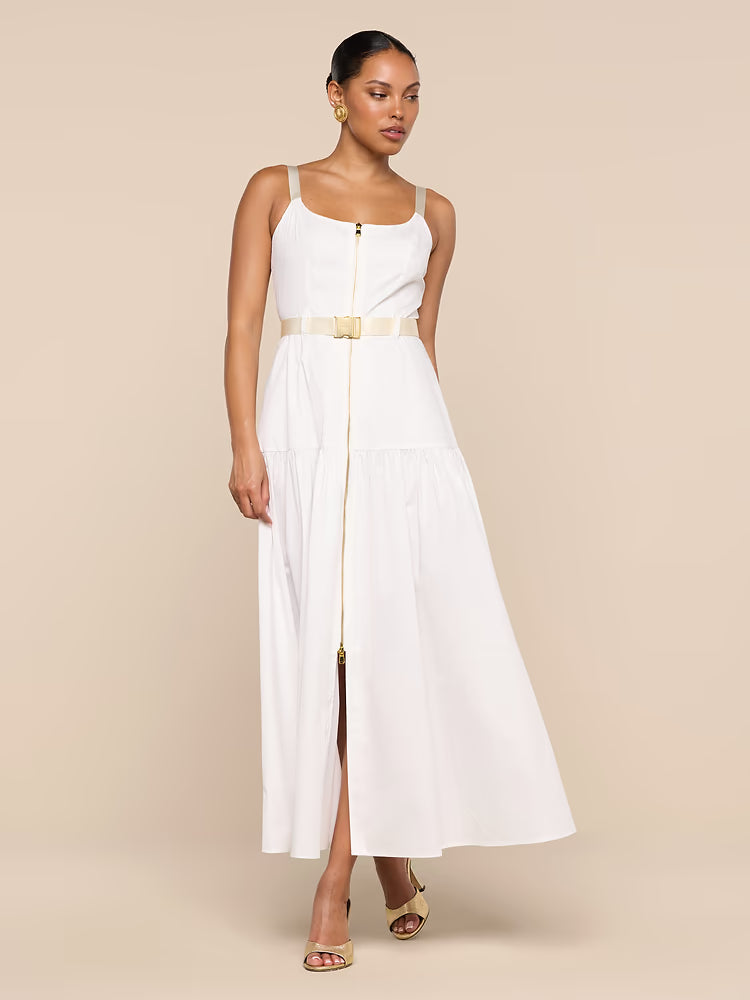 La61678 White Poplin Midi Dress