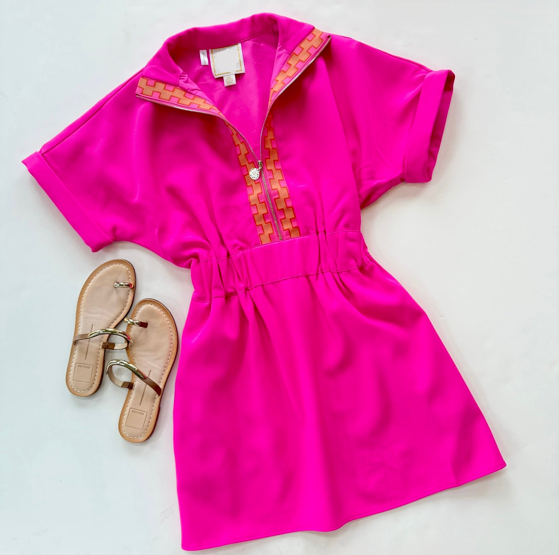 Em159 Neon Pink Twill Dress