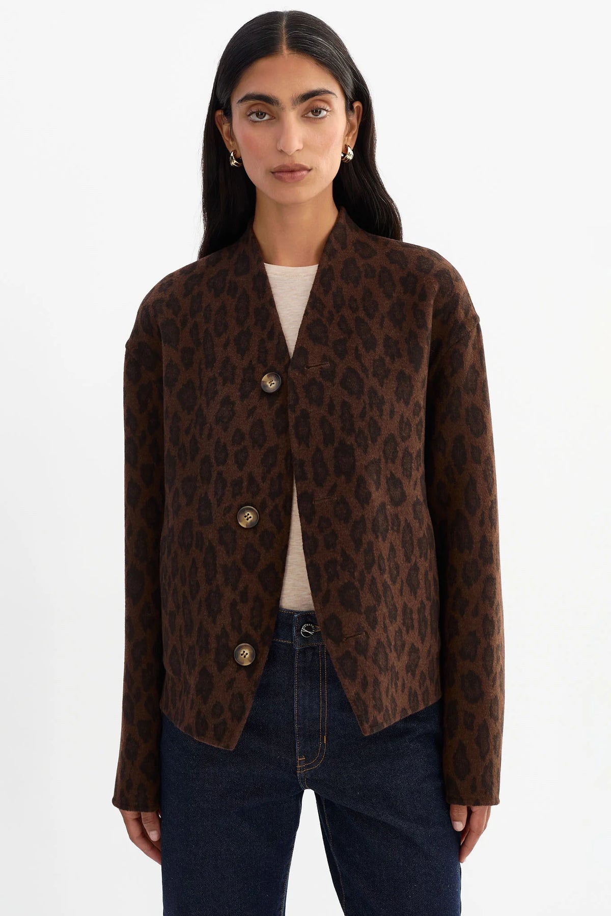 Lahania Reversible Wool Jacket - Leopard