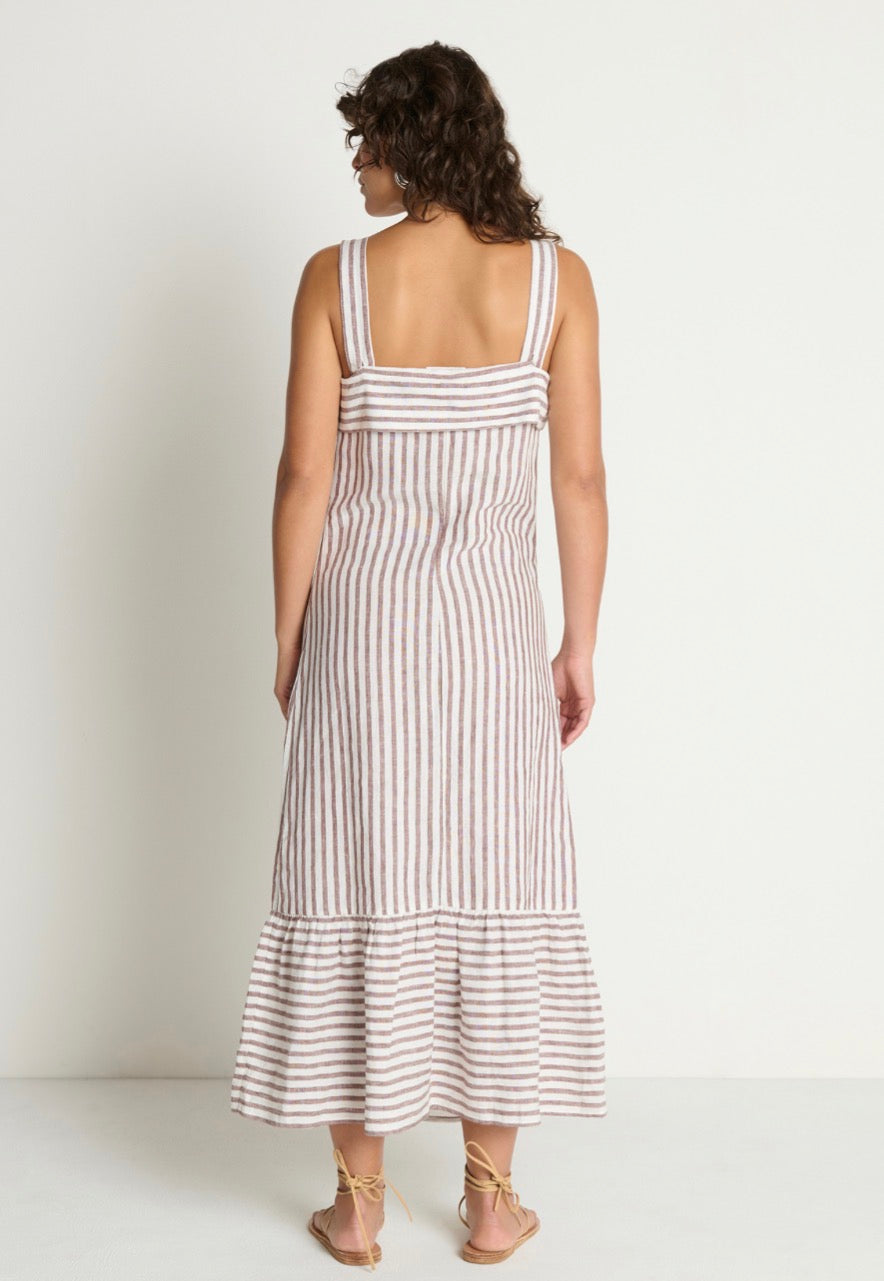 Na51405 Praline Stripe Midi Dress