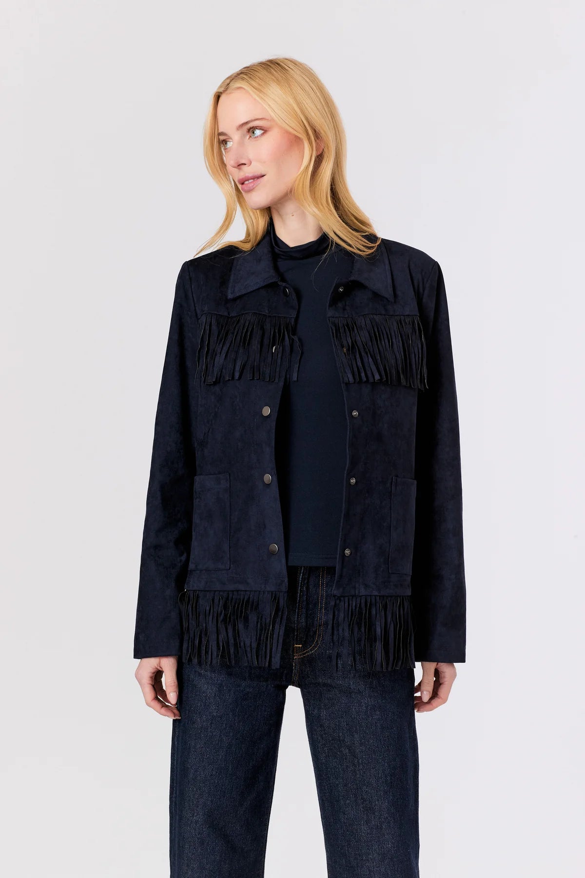 Js65005 Navy Fringe Jacket
