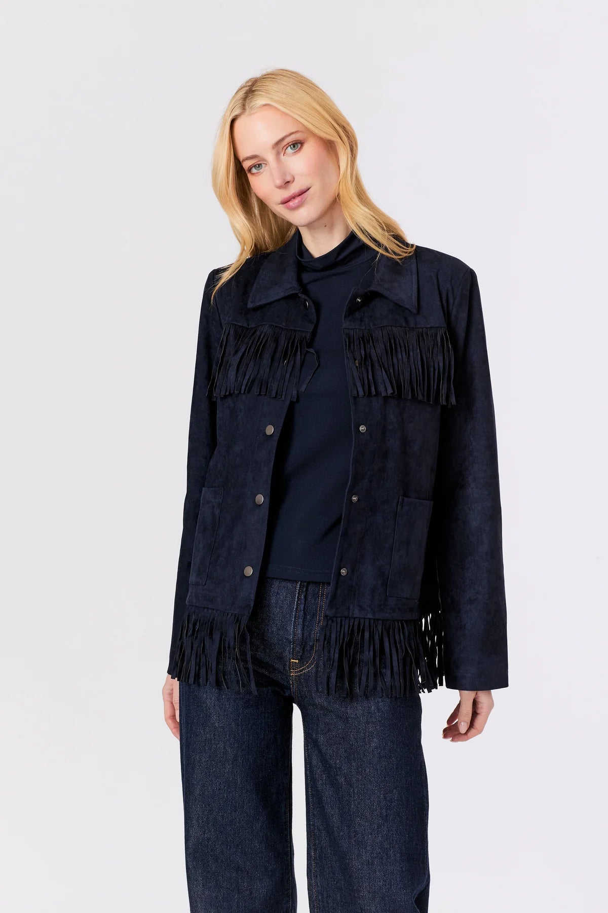 Js65005 Navy Fringe Jacket