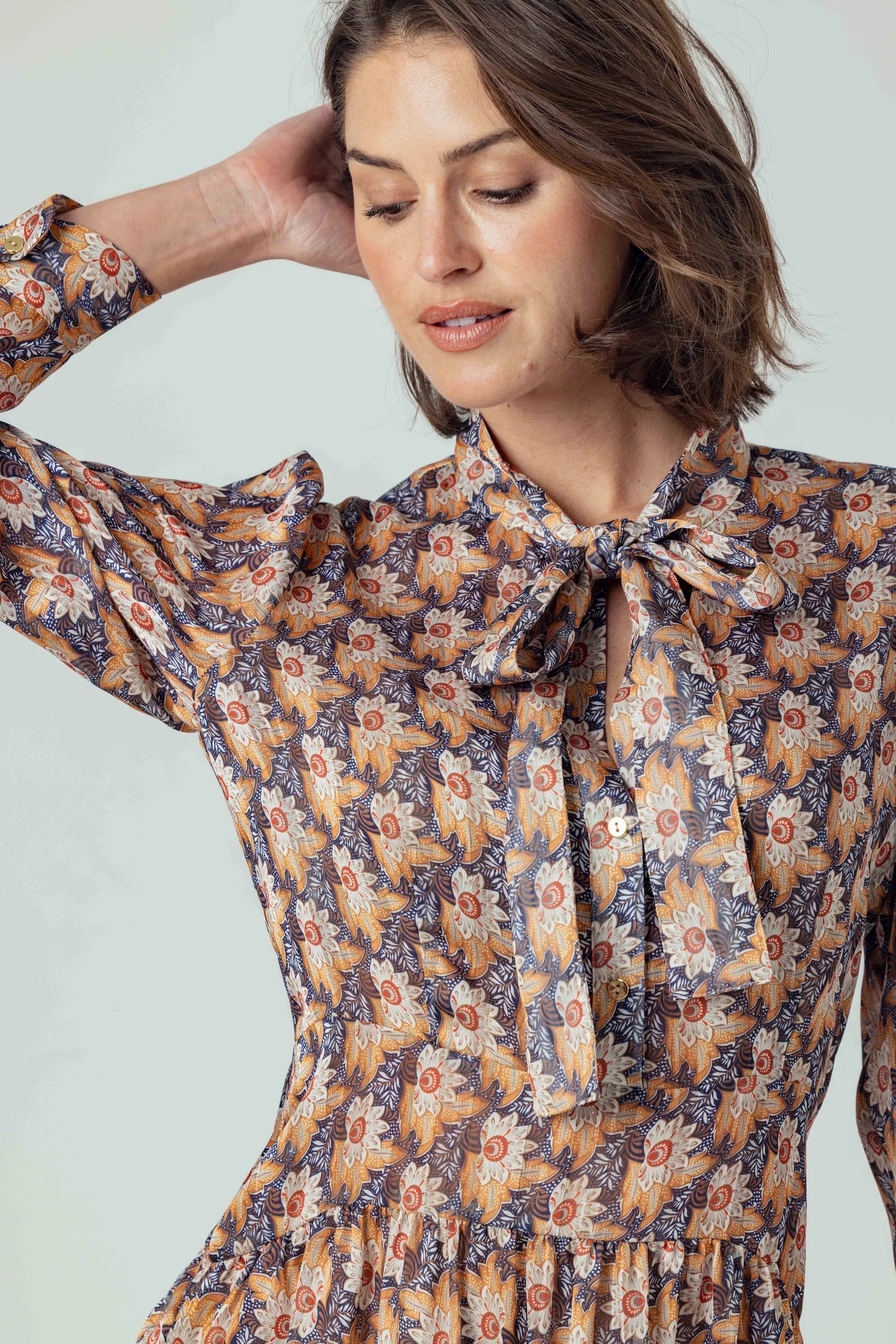 Su164 Metallic Floral Mini Dress