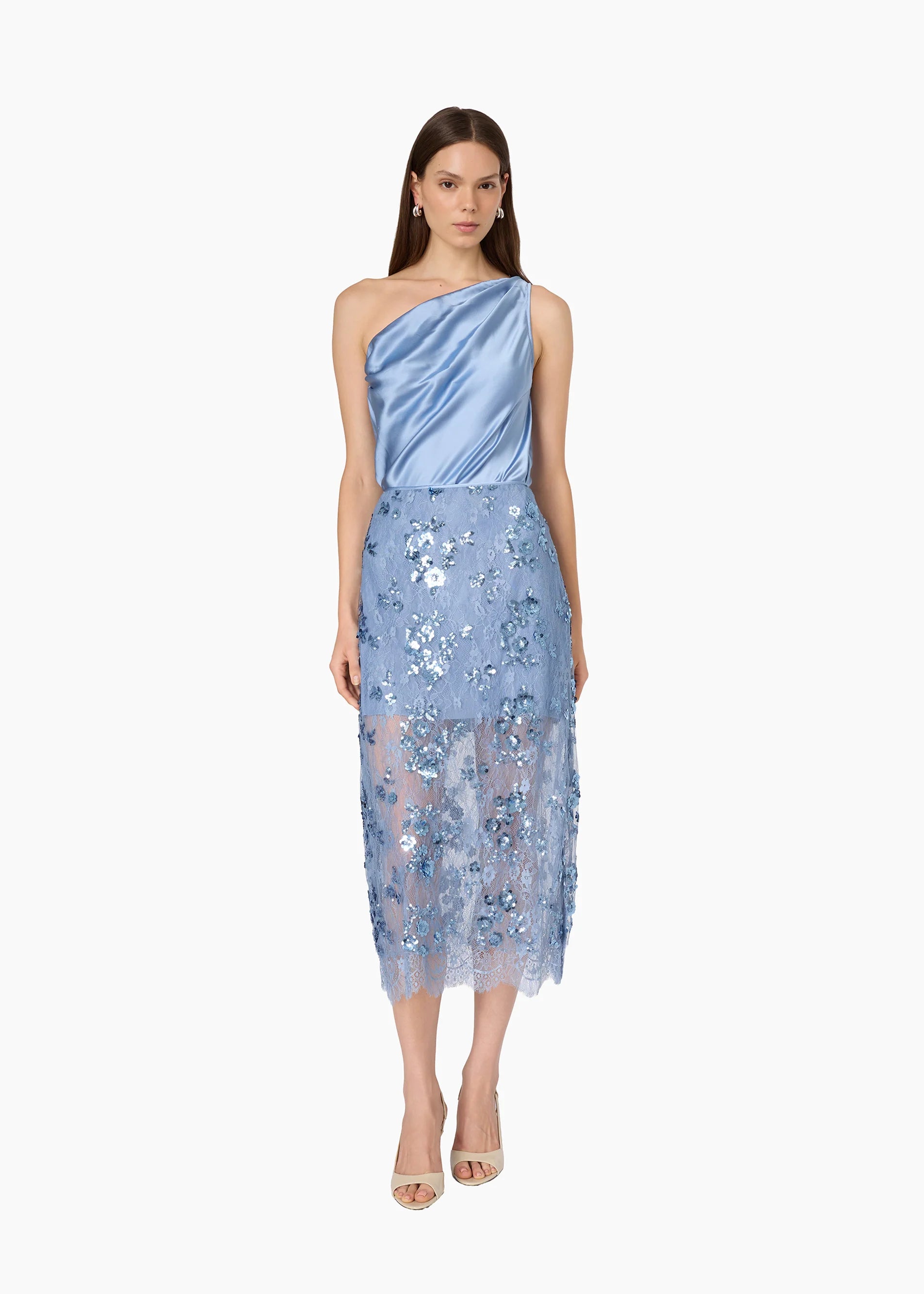 Cah25 Sequin Lace Midi Skirt
