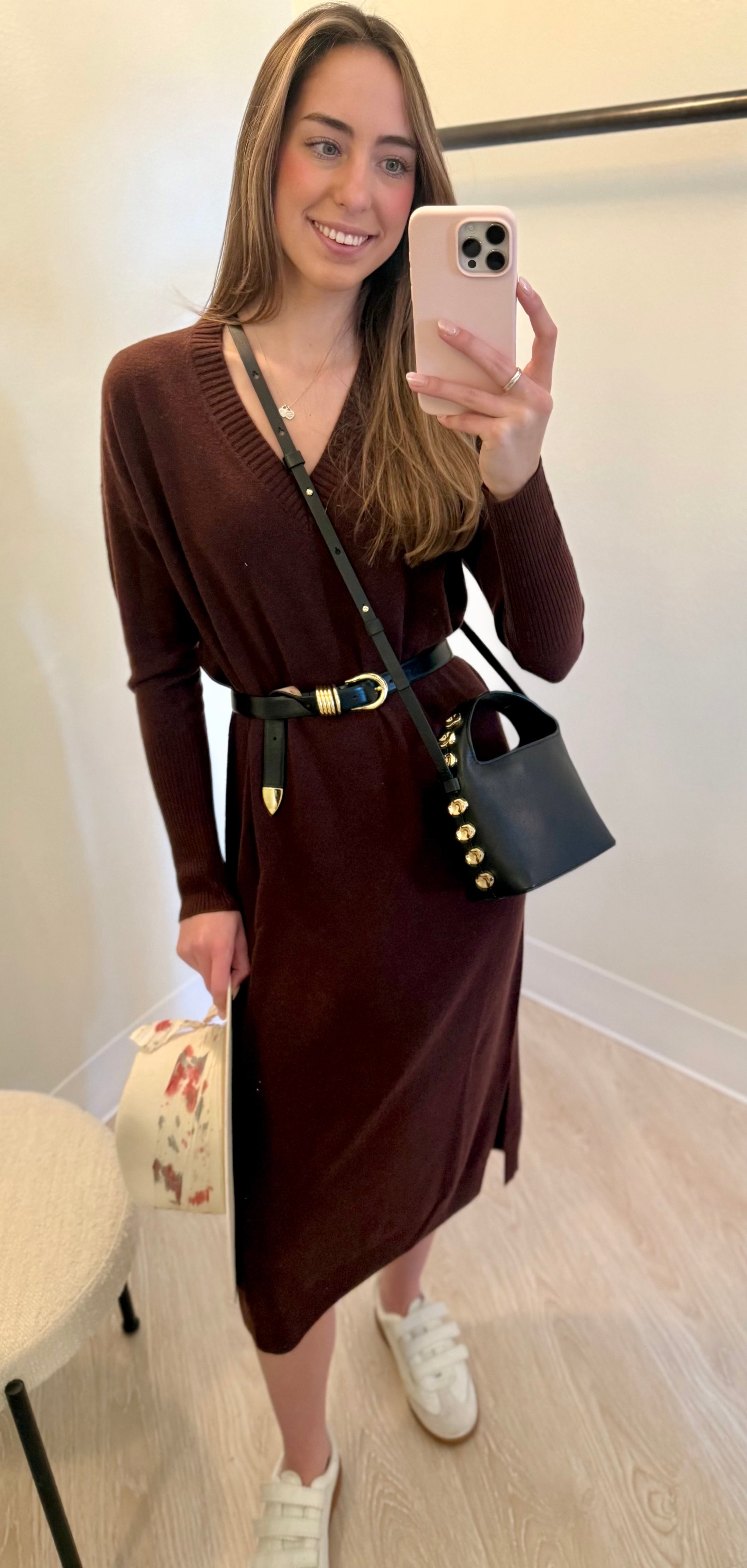 Nm0266 Not Monday Burgundy Cashmere Sweater Dress