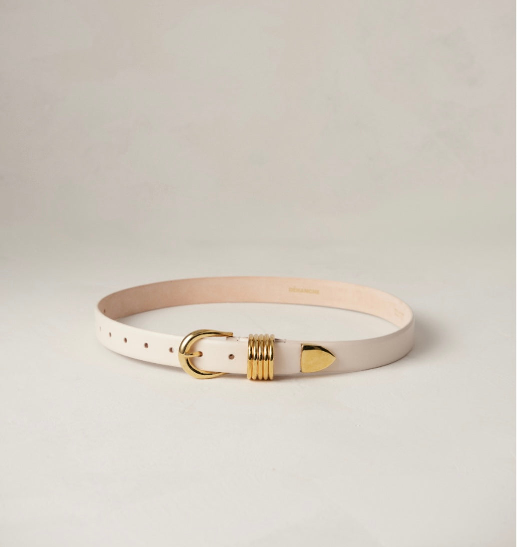 Kristen Gold Buckle Belt - Ivory