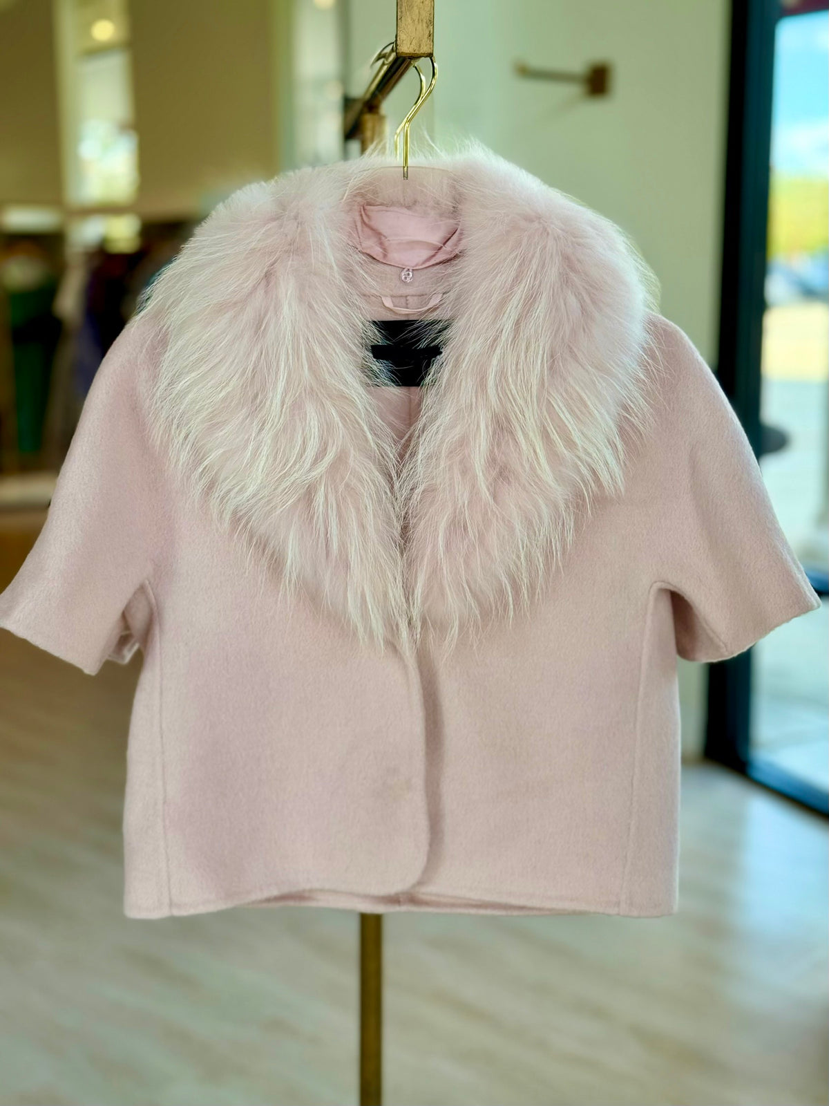 Pl6203 Fur Collar Jacket - Blush