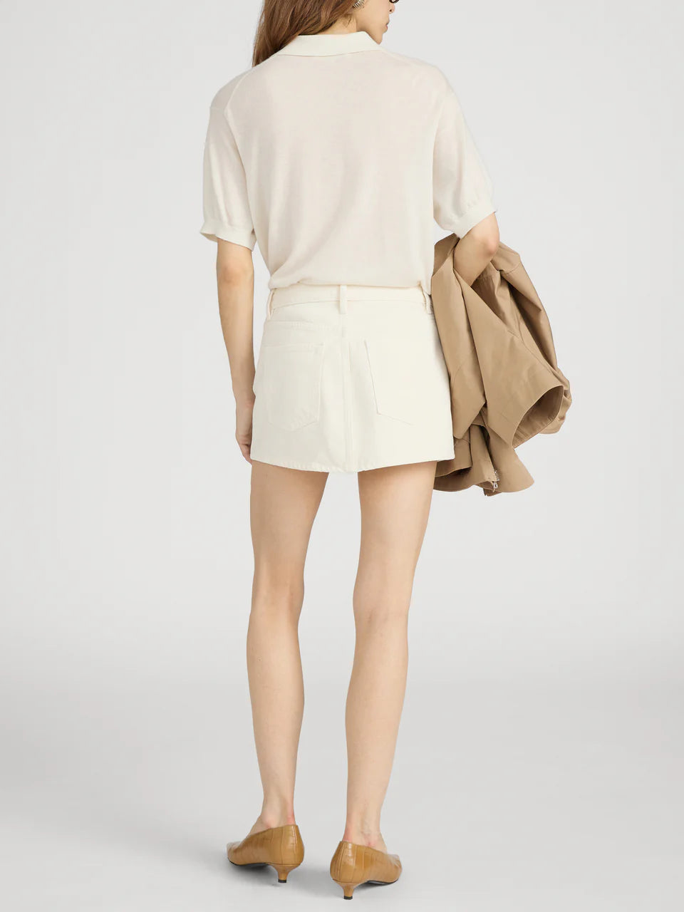 Fr5003728 Cream Denim Skirt