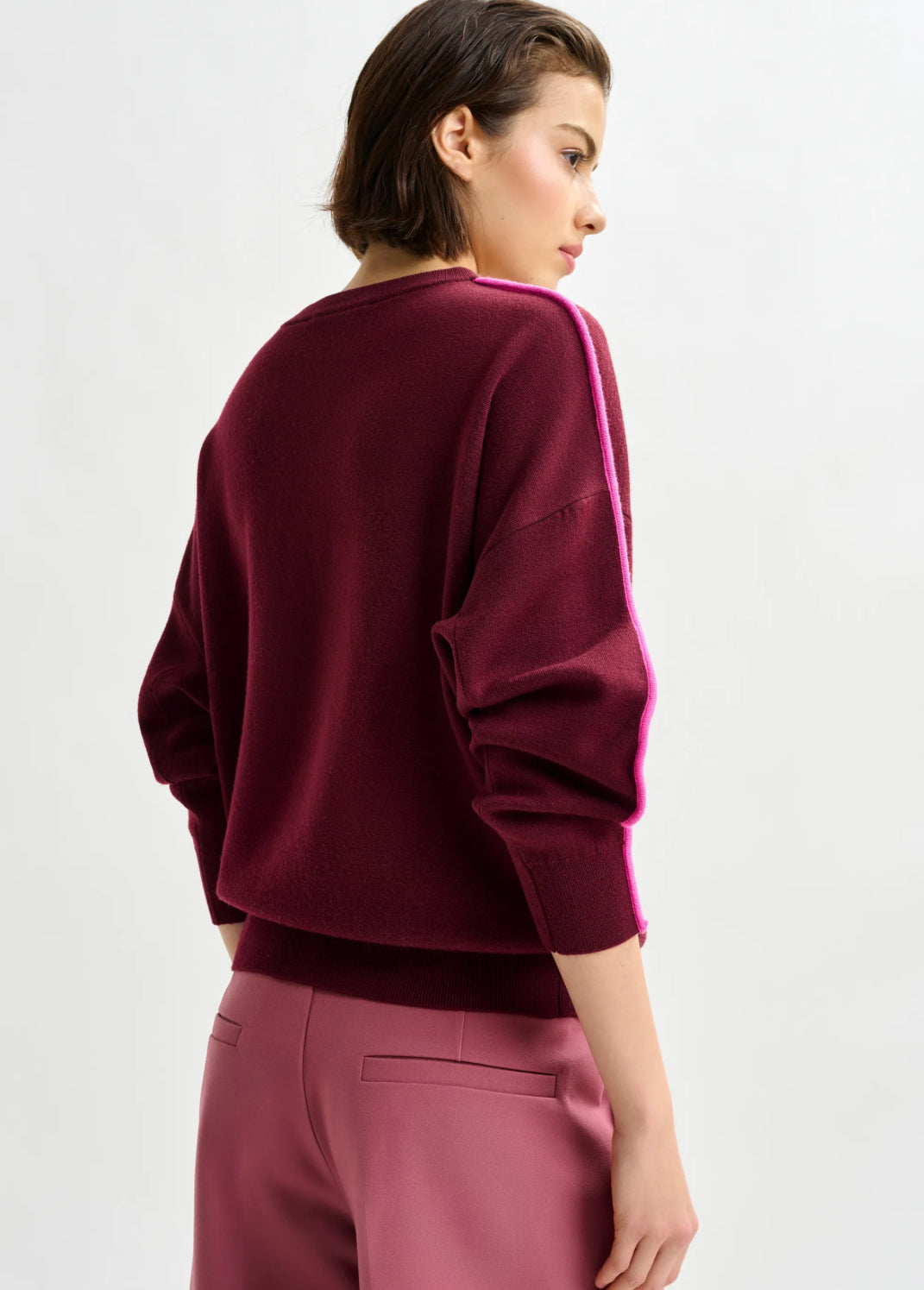 Esiruby Contrast Pullover - Burgundy