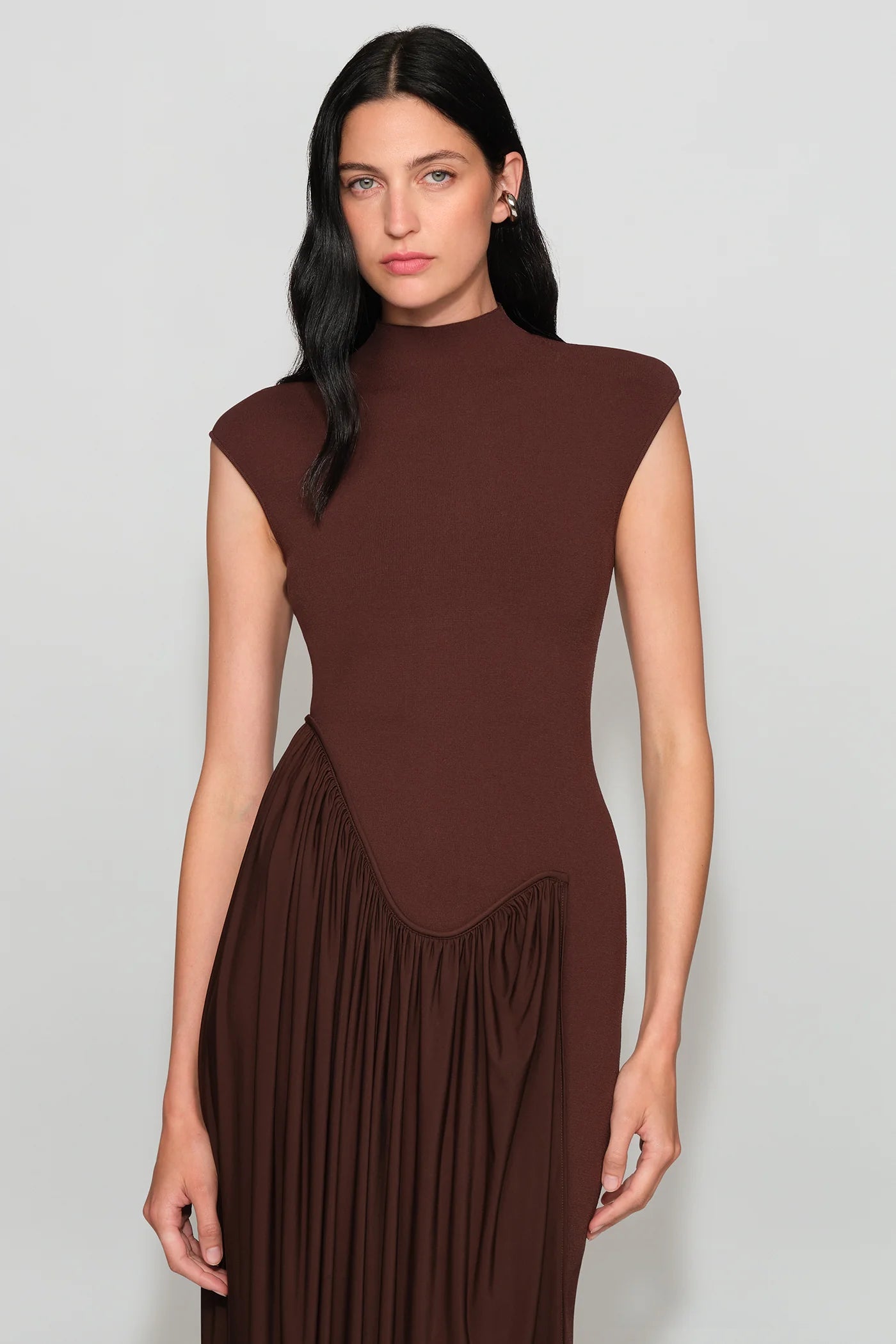 Et4419 Chocolate Knit Combo Midi Dress