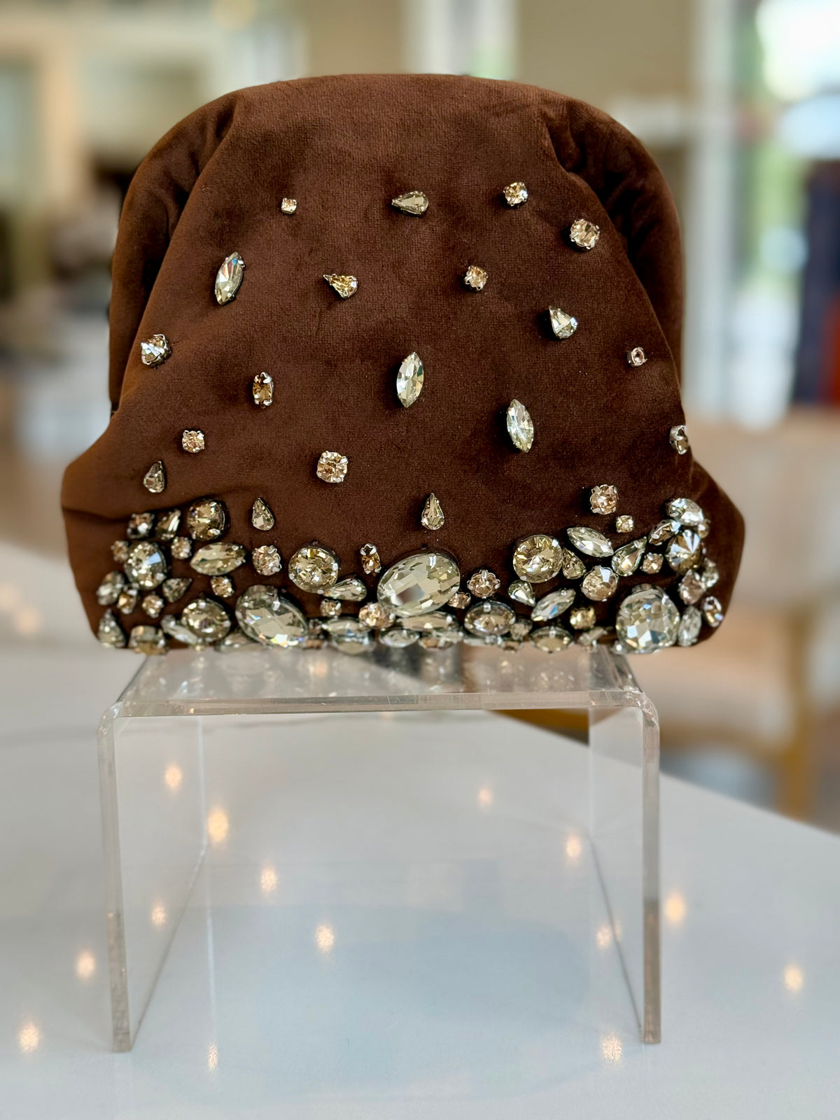 M2512 Brown Embellished Clutch