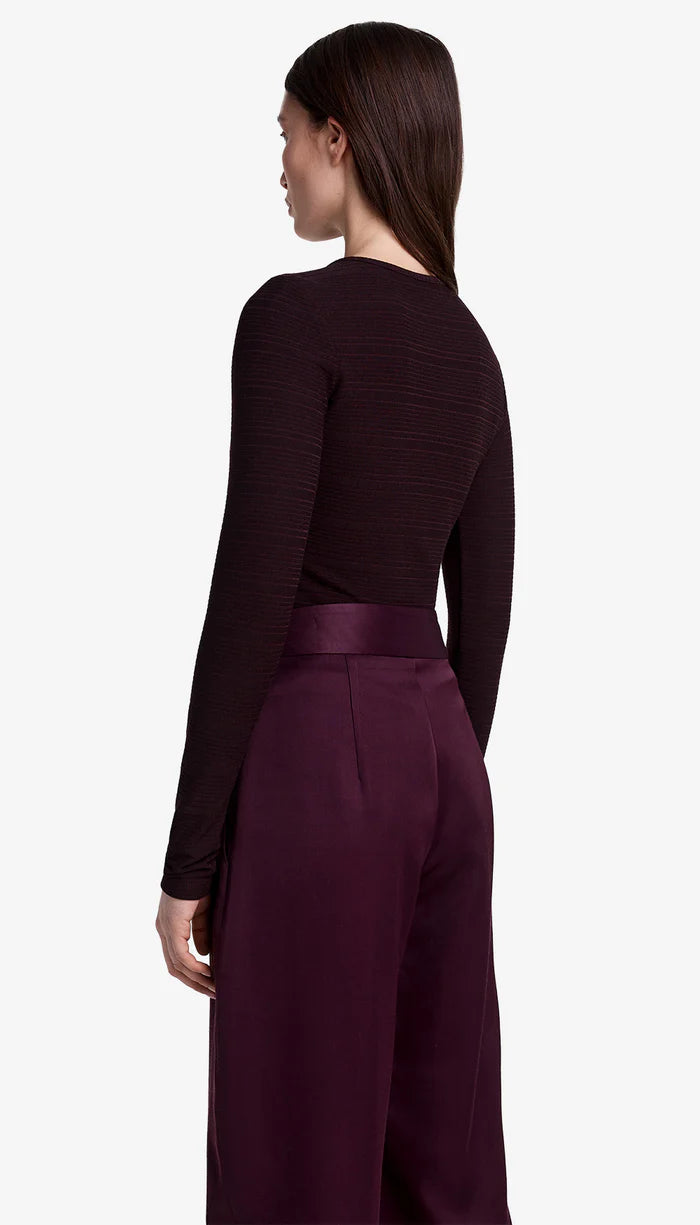 Sm25022 Eggplant Ruched Knit Top