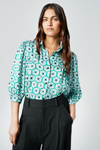 Load image into Gallery viewer, Sm2410 Blue Honey Comb Floral Blouse

