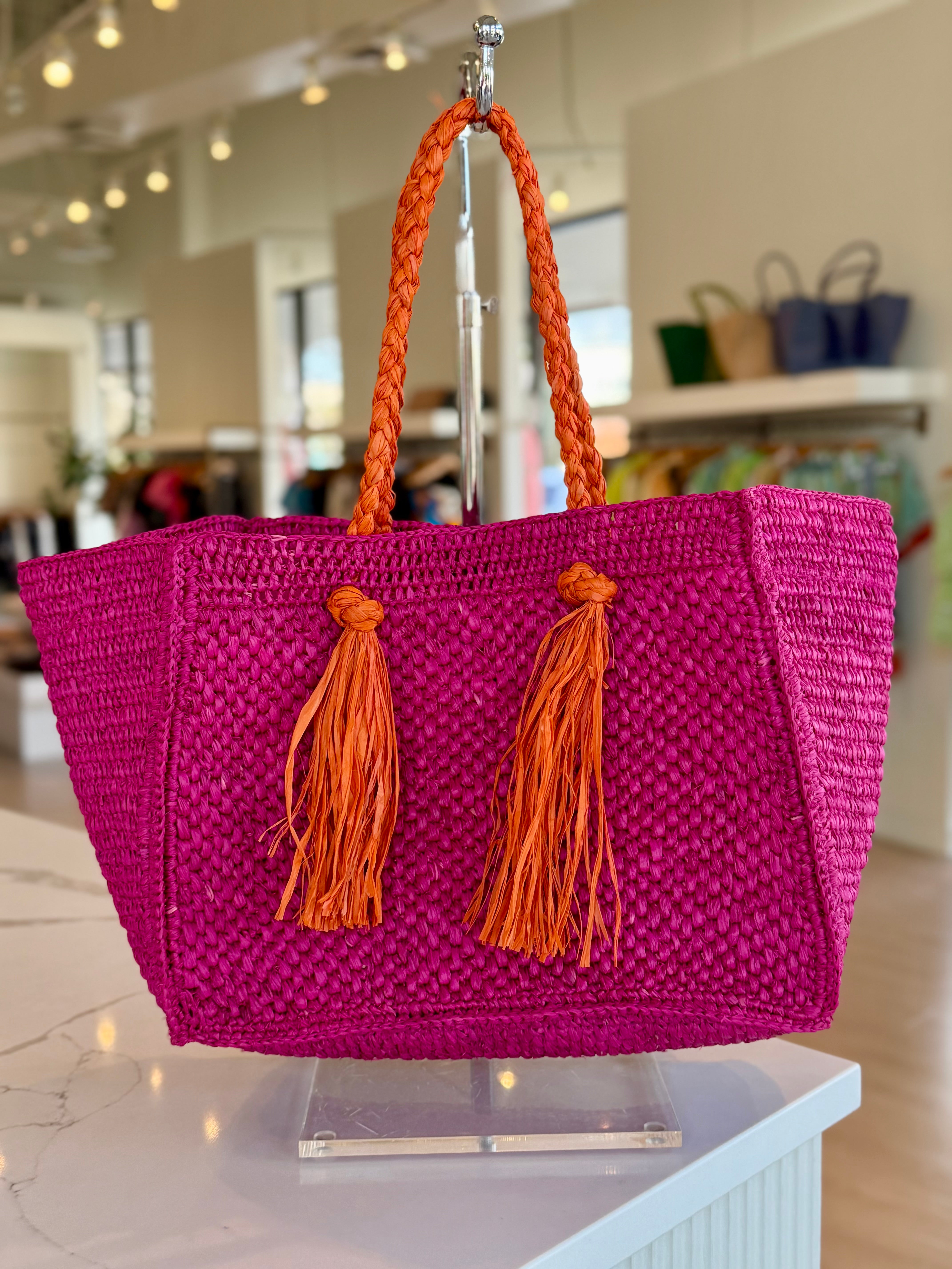 Fringe Tote - Pink/Orange