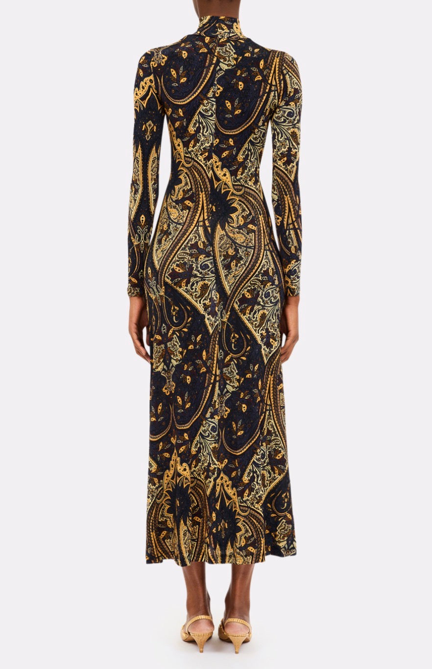 Ul0811 Paisley Turtleneck Dress