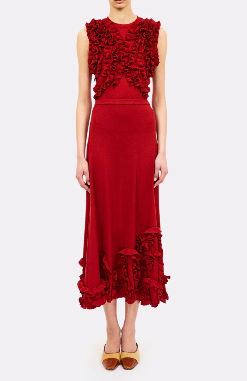 Ul0815 Claret Ruffle Top
