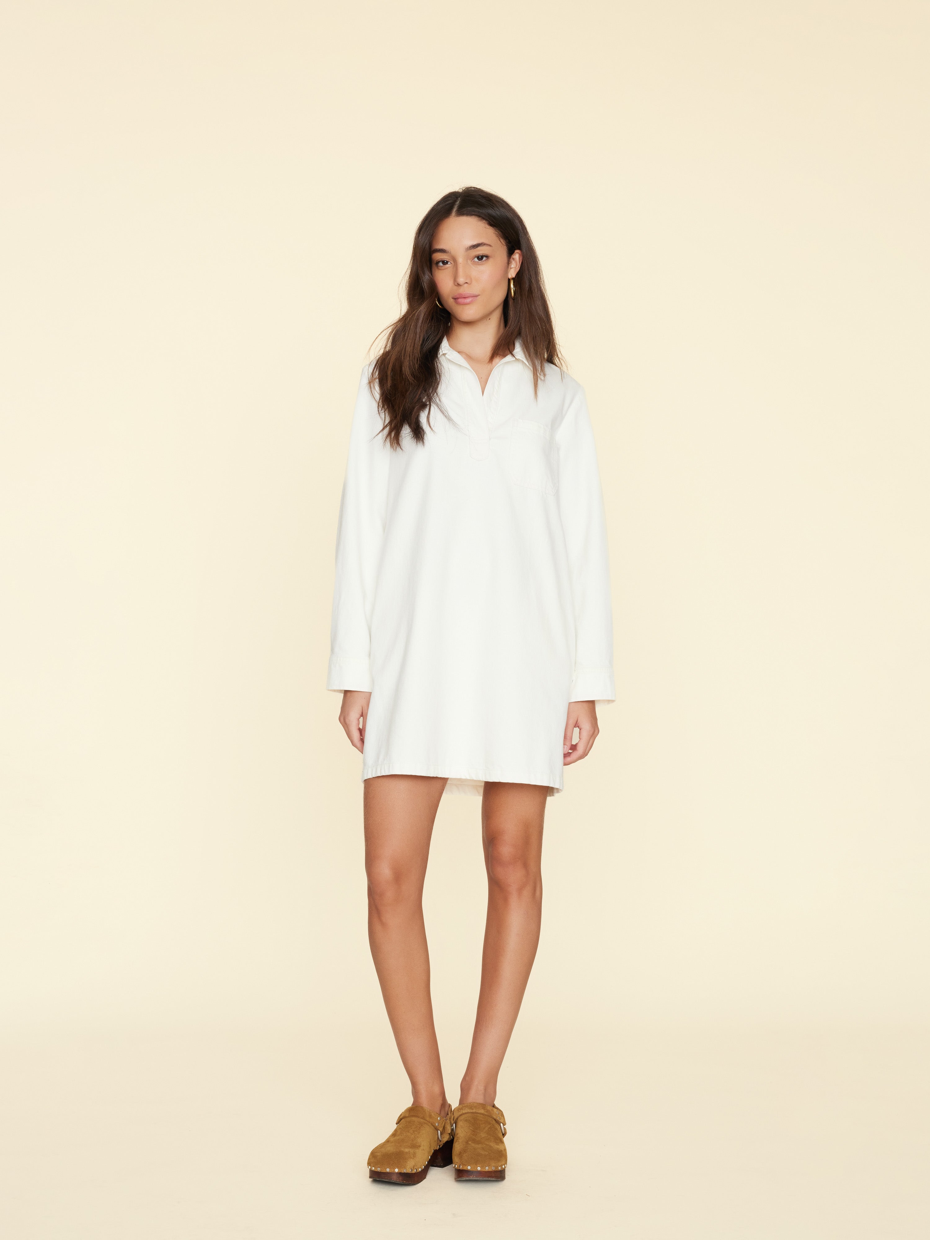 Xix4jdw001 White Denim Polo Dress