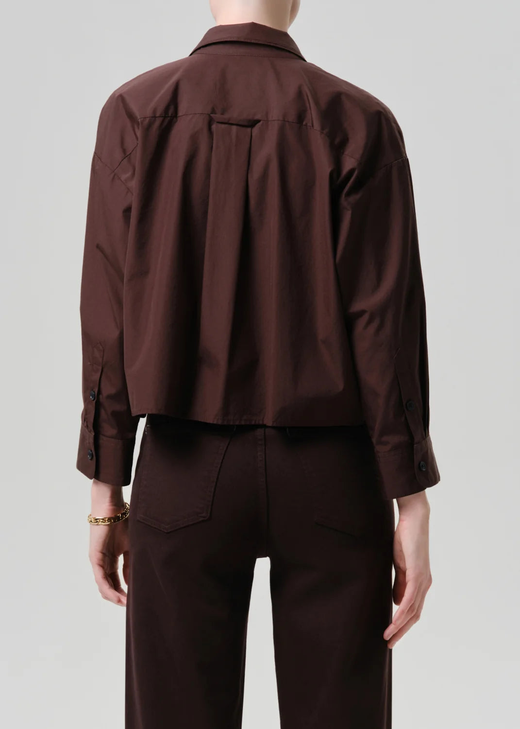 Ci9514 Espresso Crop Poplin Top