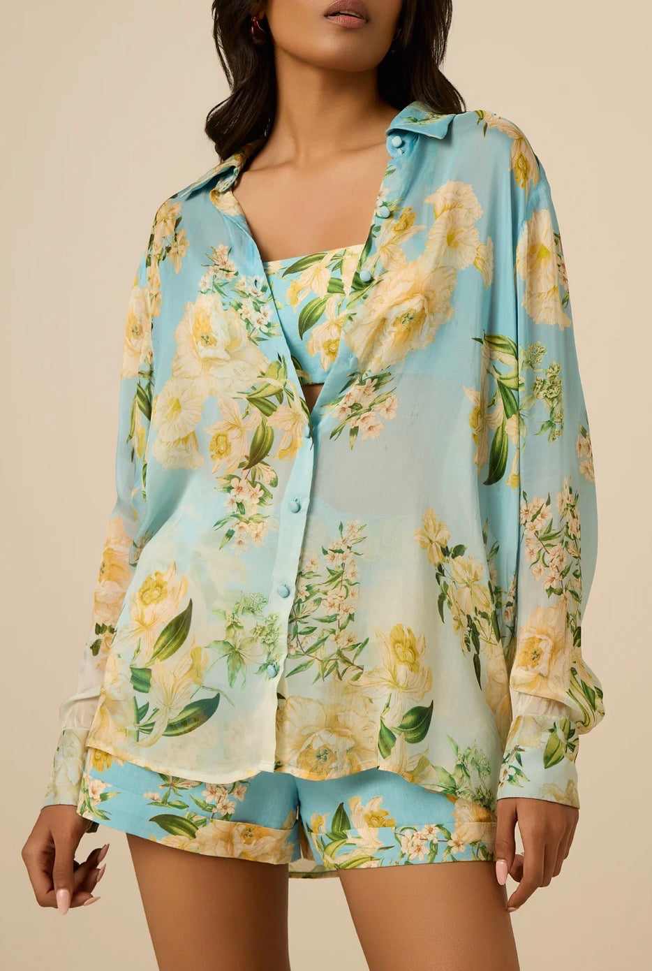 He5837 Floral Chiffon Blouse