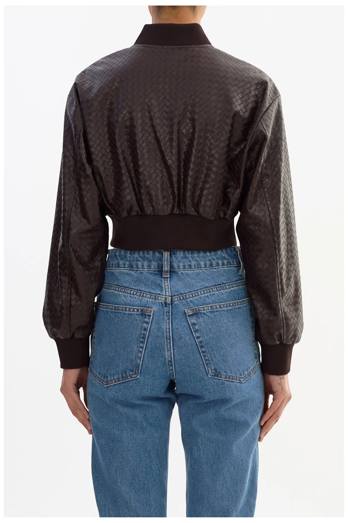 Laevelin Cropped Bomber Jacket - Dark Brown