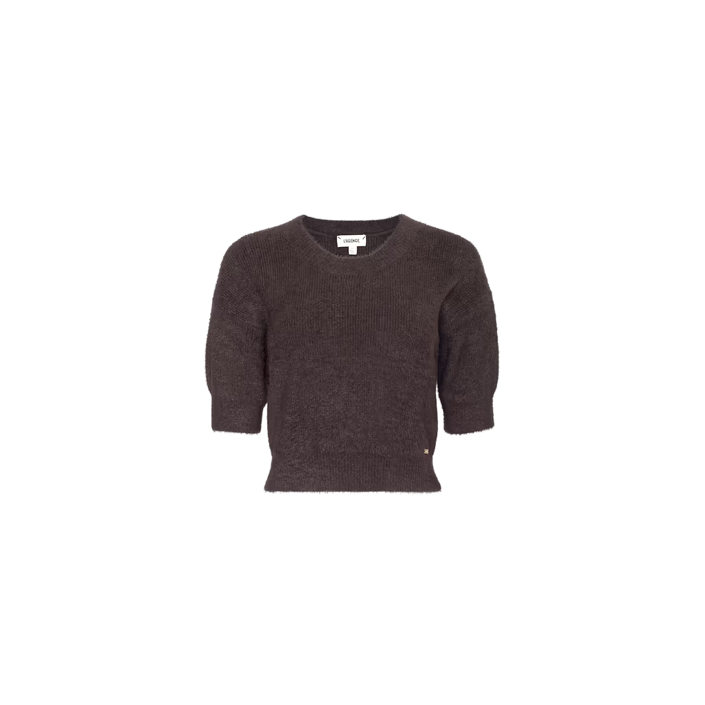 La80115 Fuzzy Crop Sweater - Dark Java
