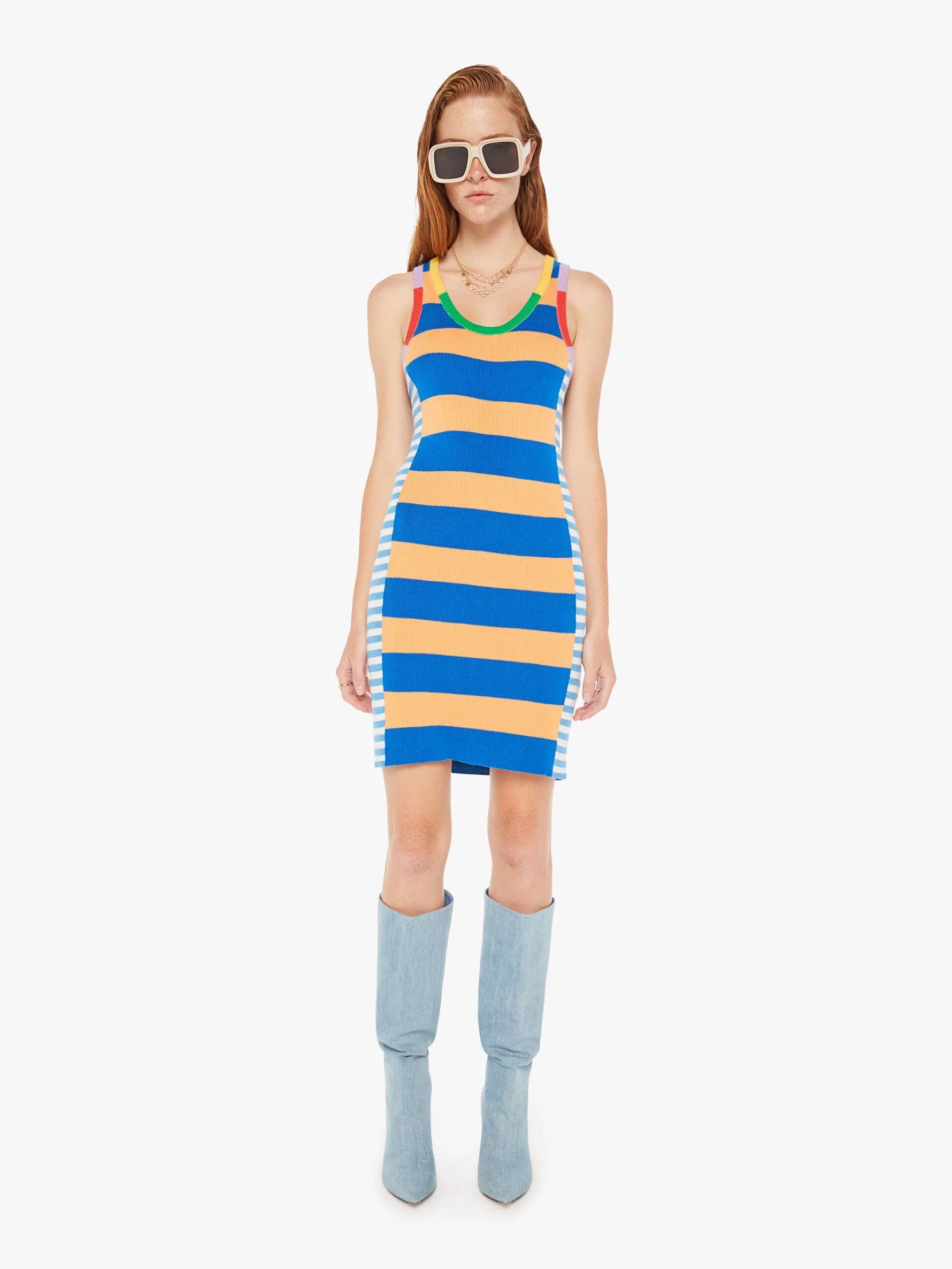 Mo81626 Multi Stripe Knit Dress