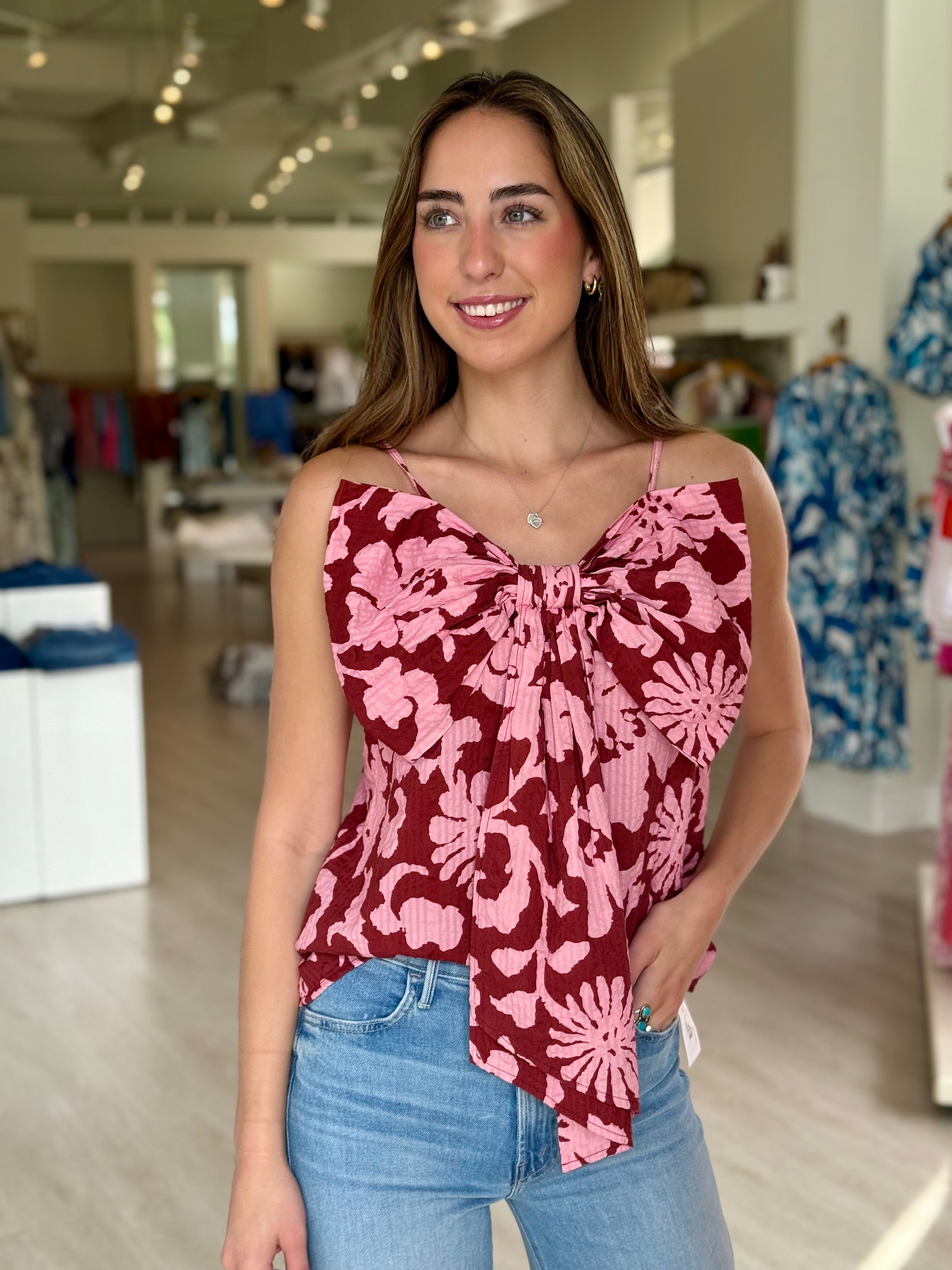 Es8416 Floral Bow Top – August Baton Rouge