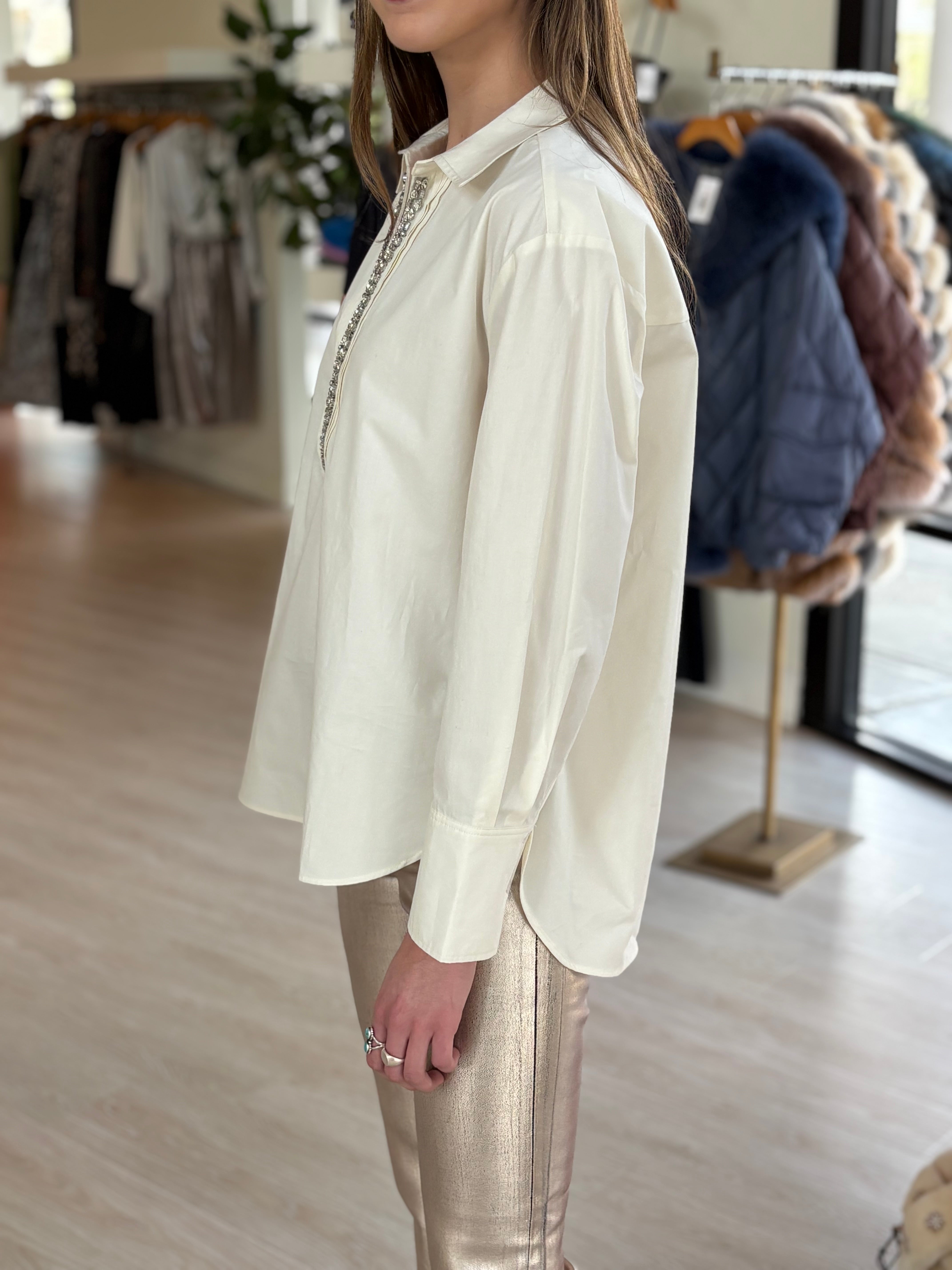 Bamiss Embellished Tuxedo Top