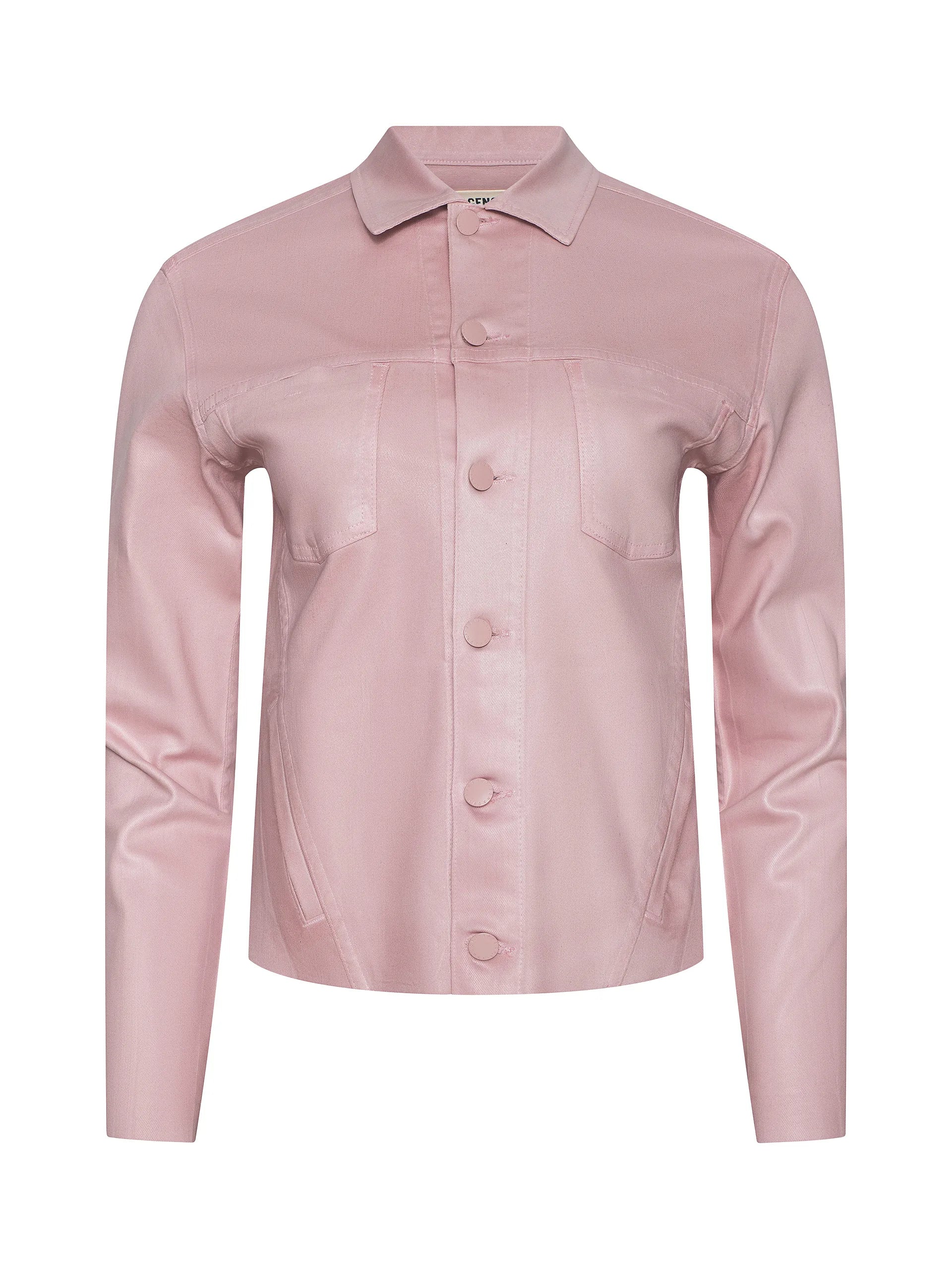 La1431 Pale Rose Coated Denim Jacket