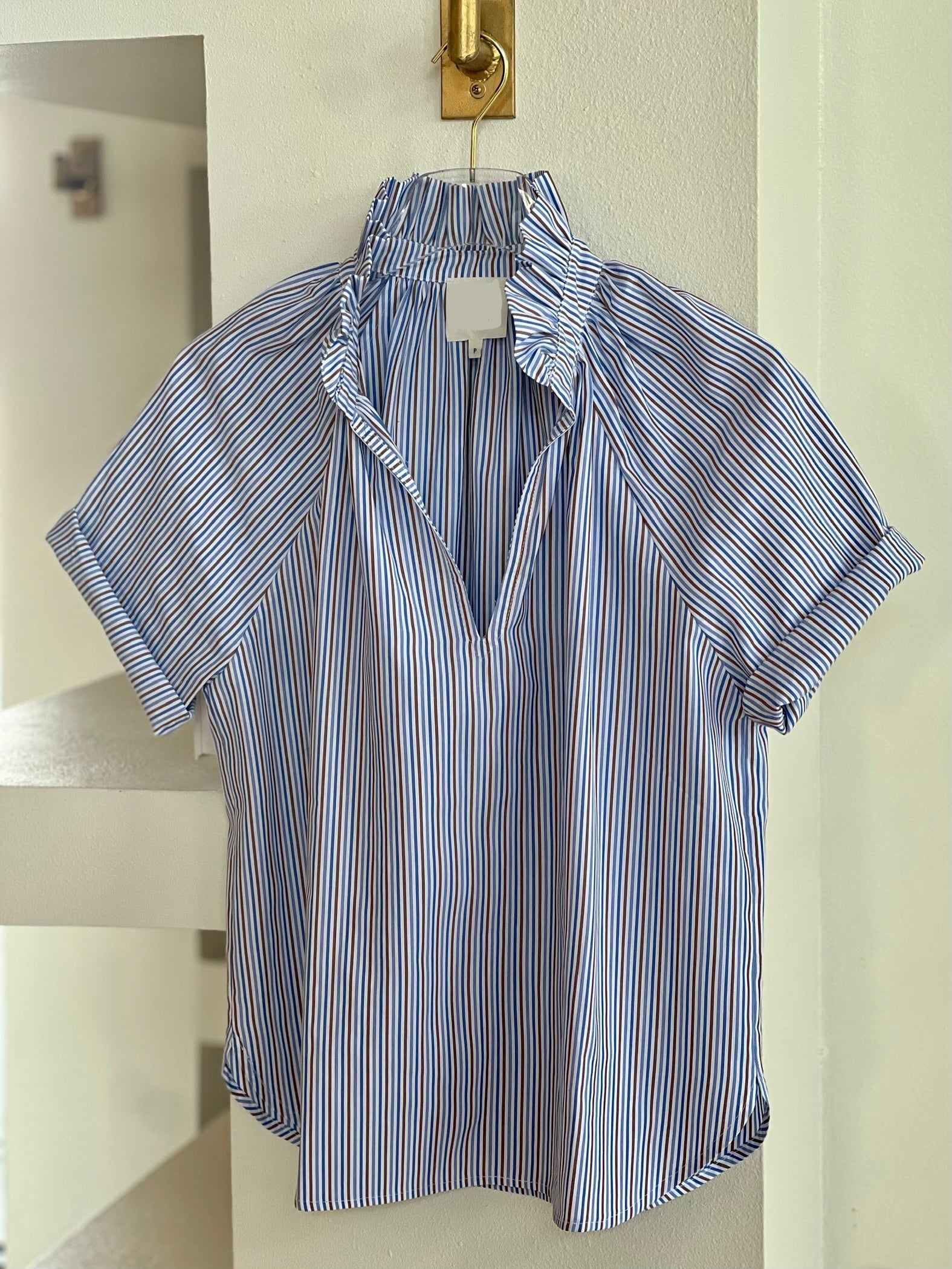 As117 Stripe Blue Blouse