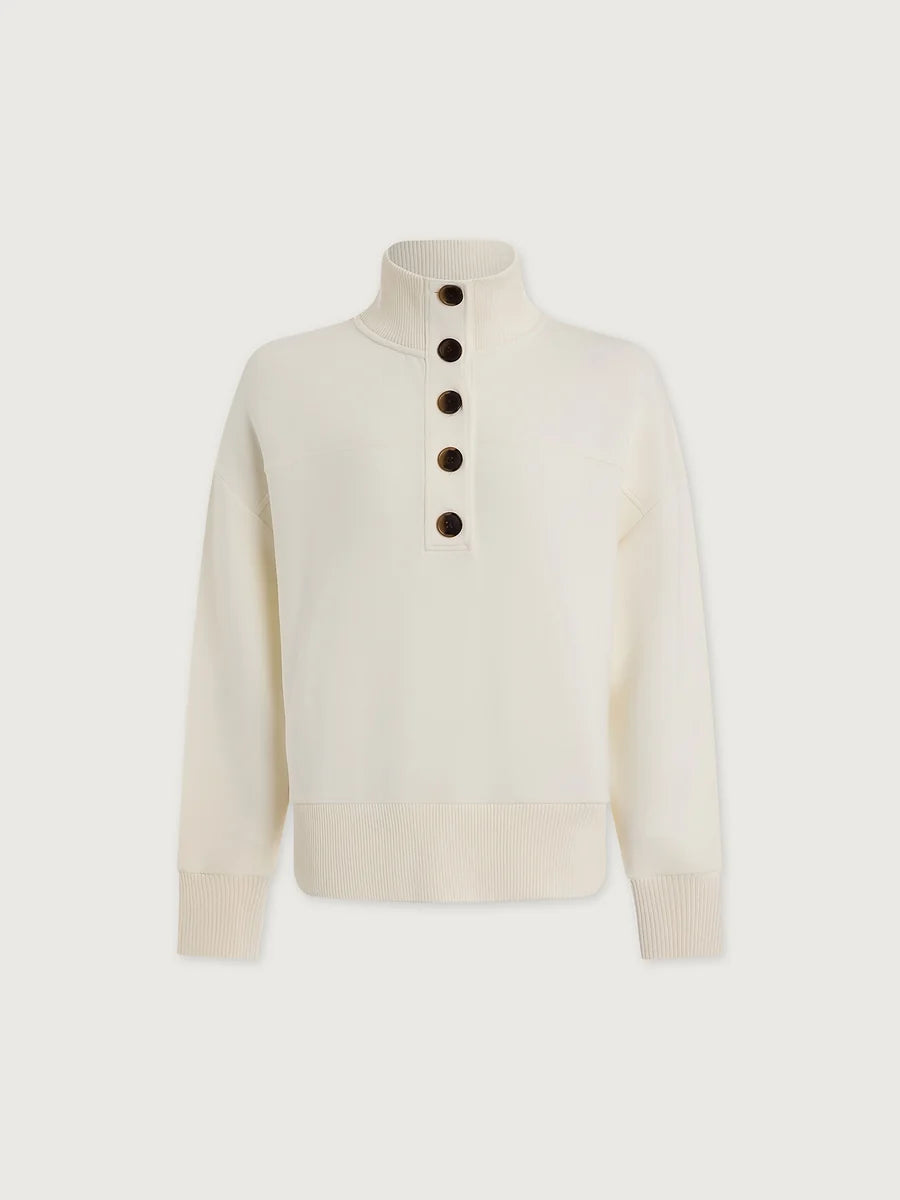 Va03177 Cream Button Placket Pullover