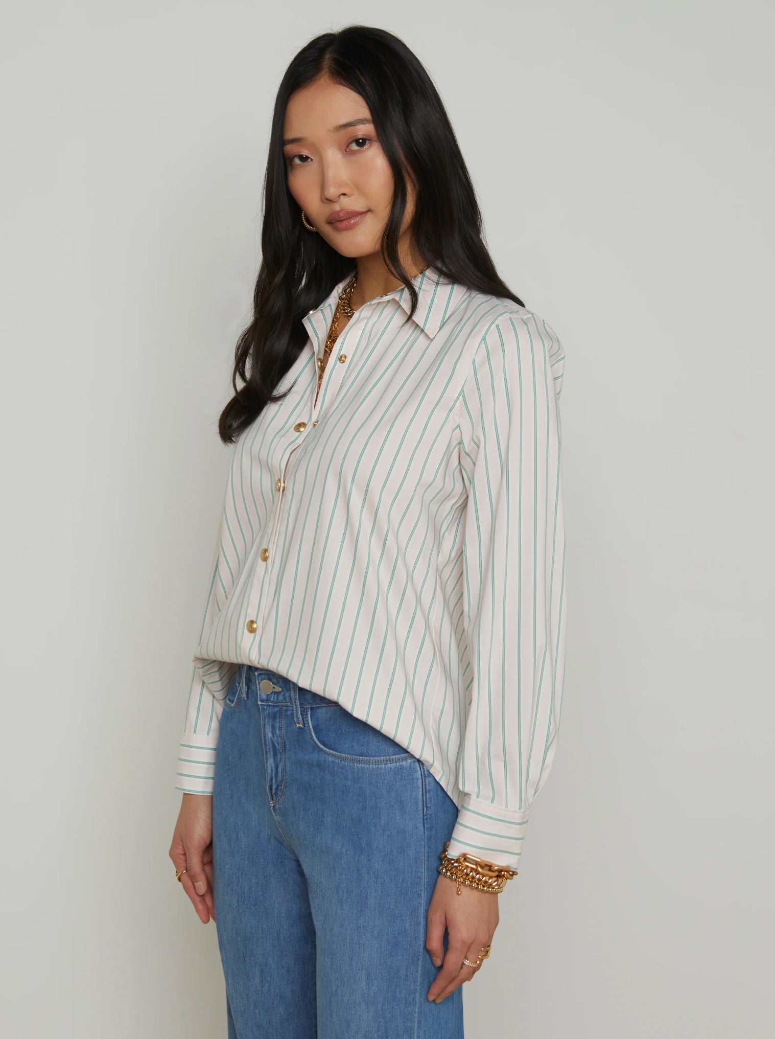 La40691 Sage Stripe Button Down