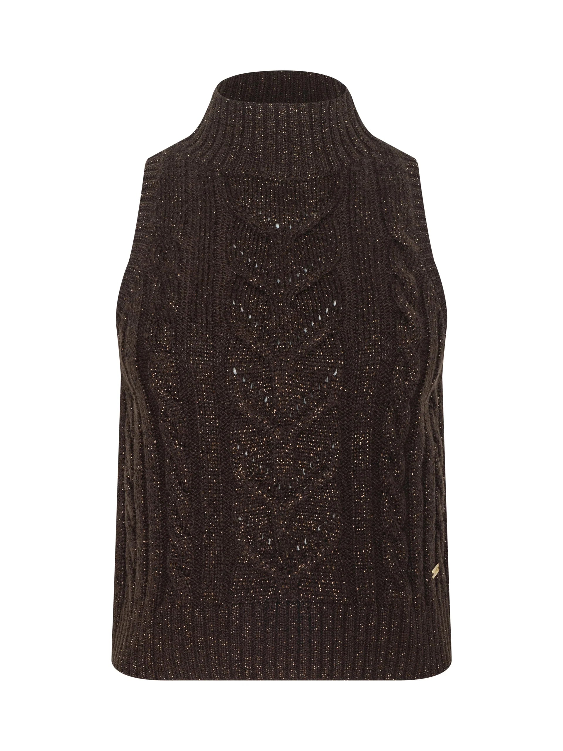 La8950 Brown Cable Knit Tank