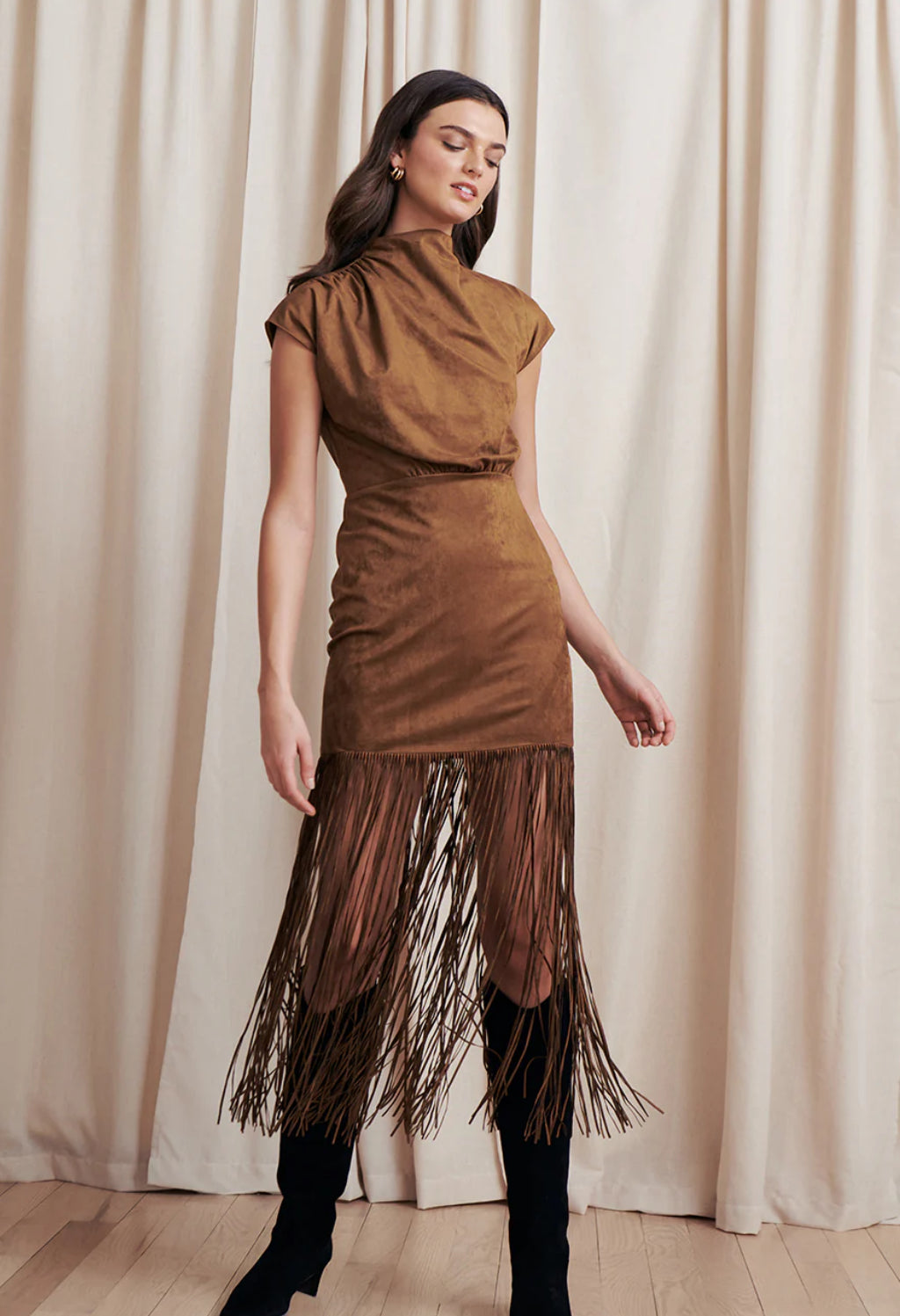 Sa1707 Fringe Midi Dress