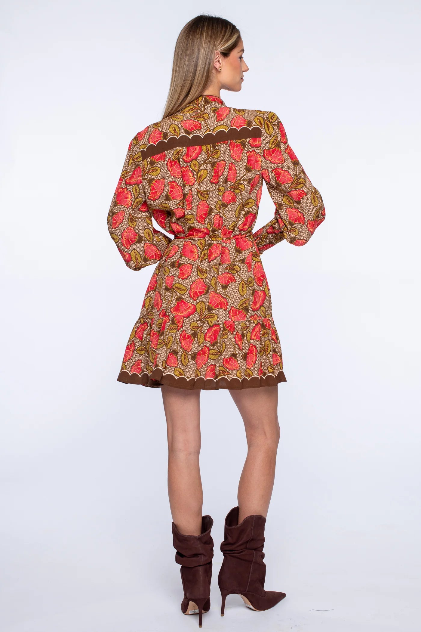 El1143 Floral Fan Mini Dress