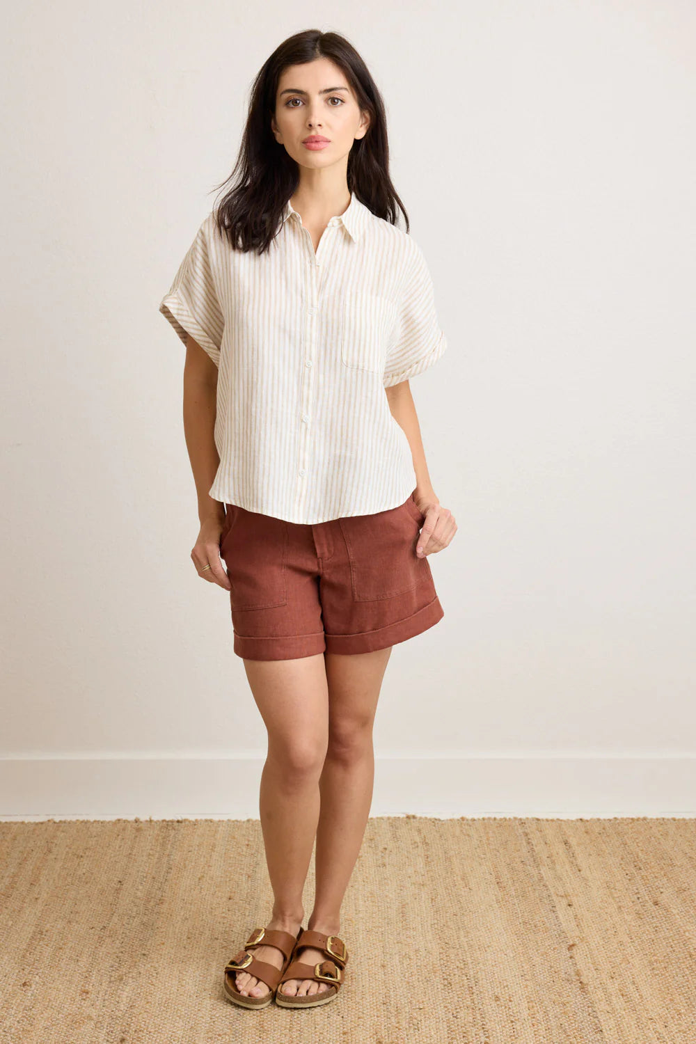 Nm0298 Natural Stripe Relaxed Top
