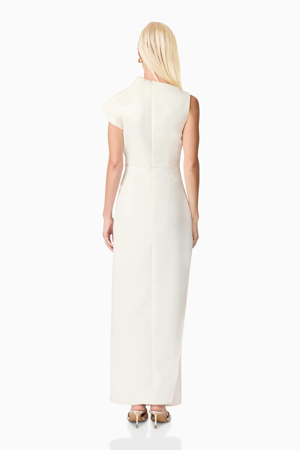 El2082518 Ivory Asymmetric Maxi Dress