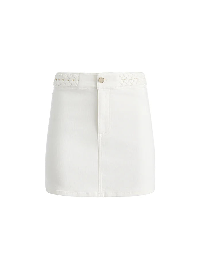 Alcc11318 White Denim Mini Skirt