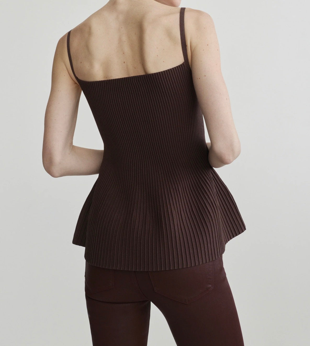 Dl90077 Brown Peplum Top