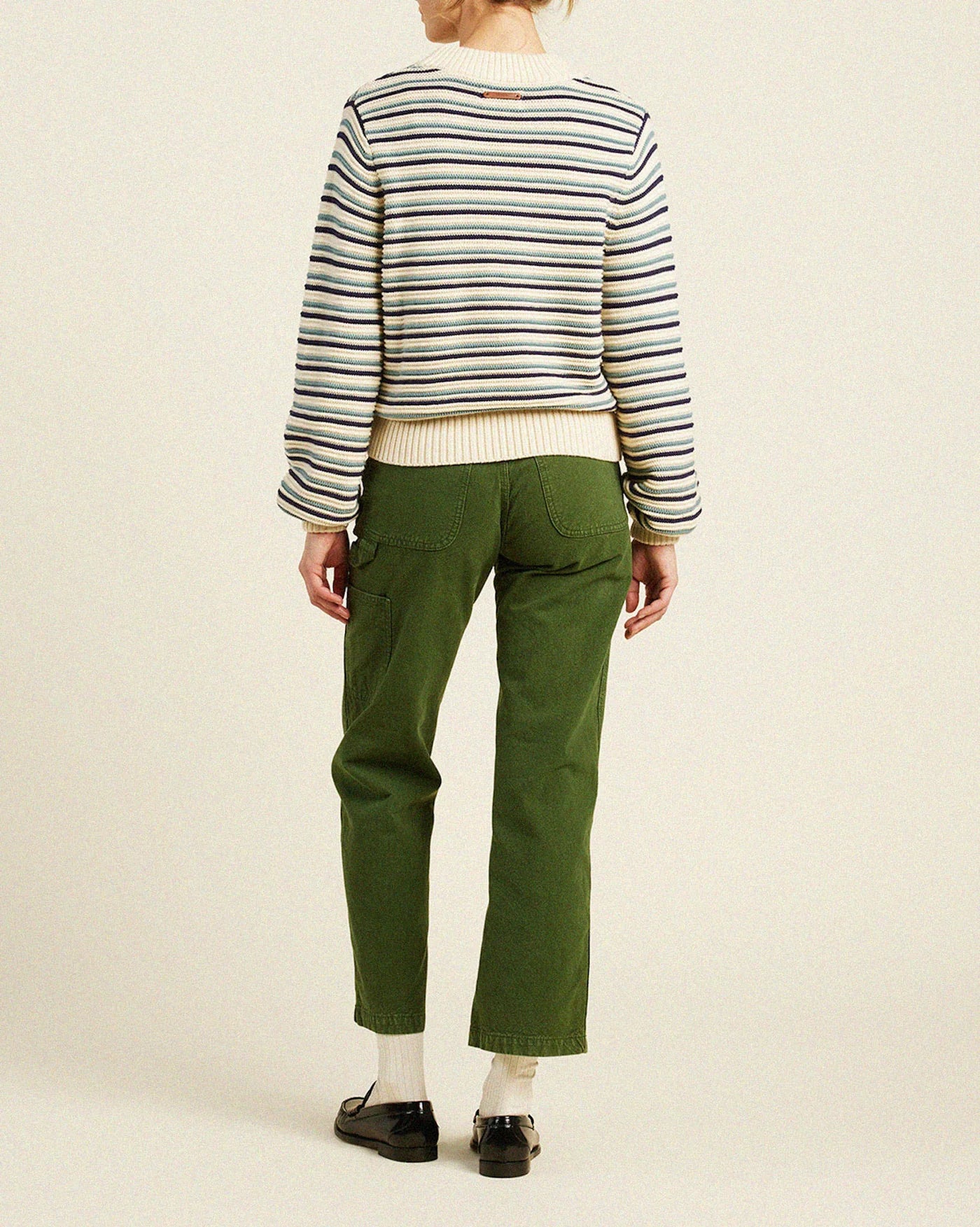 Trw0950 Navy/Green Striped Sweater