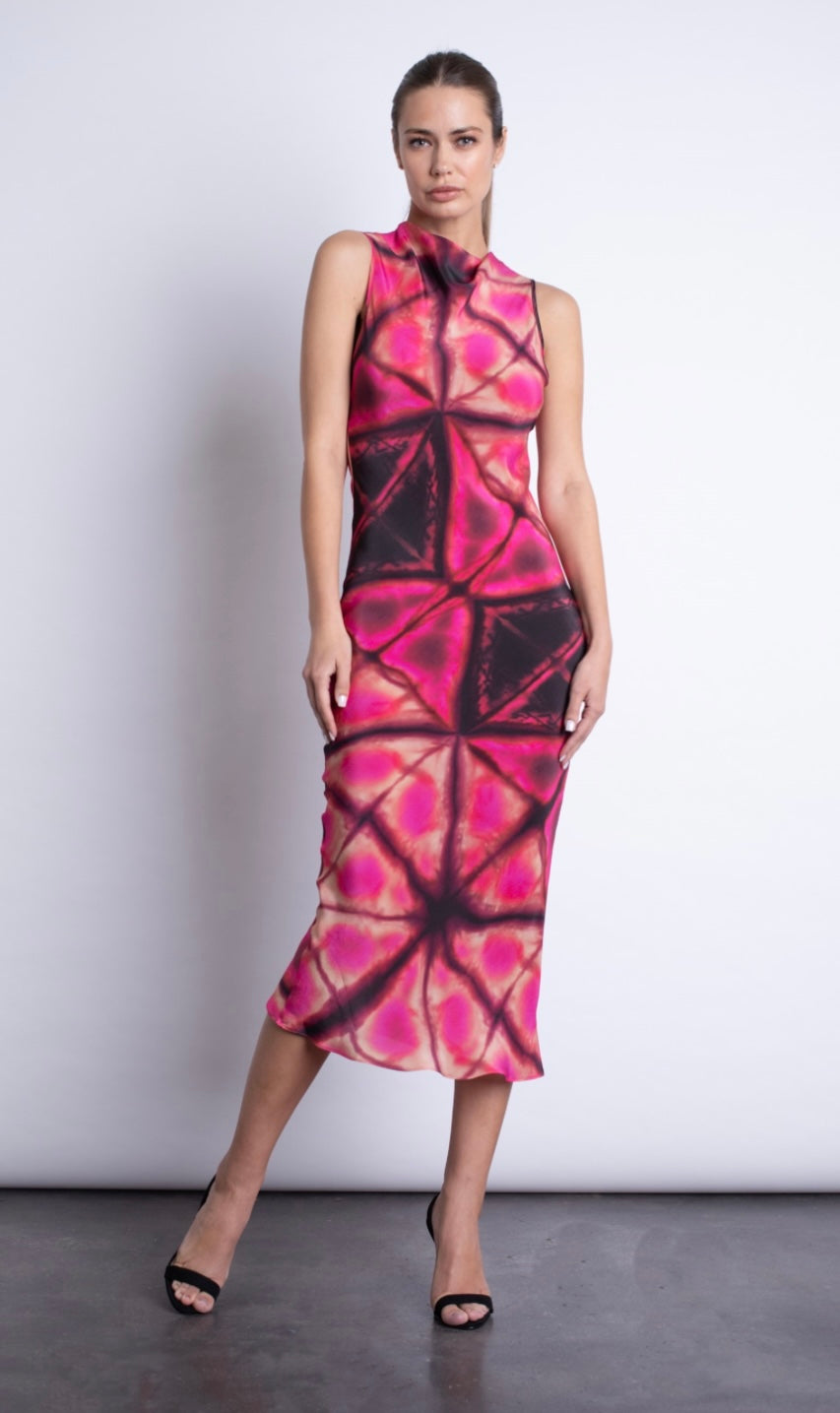 Ka5001 Pink Tie Dye Midi