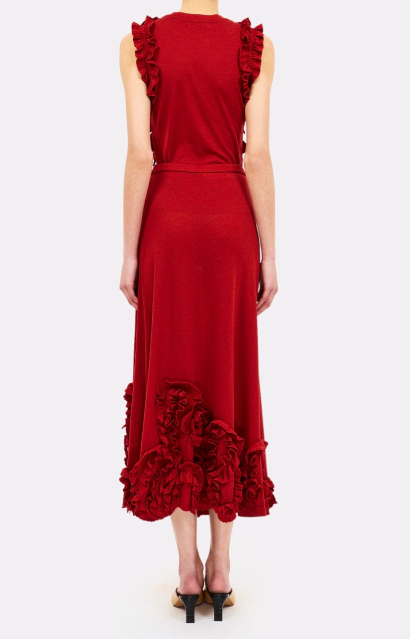 Ul0815 Claret Ruffle Top