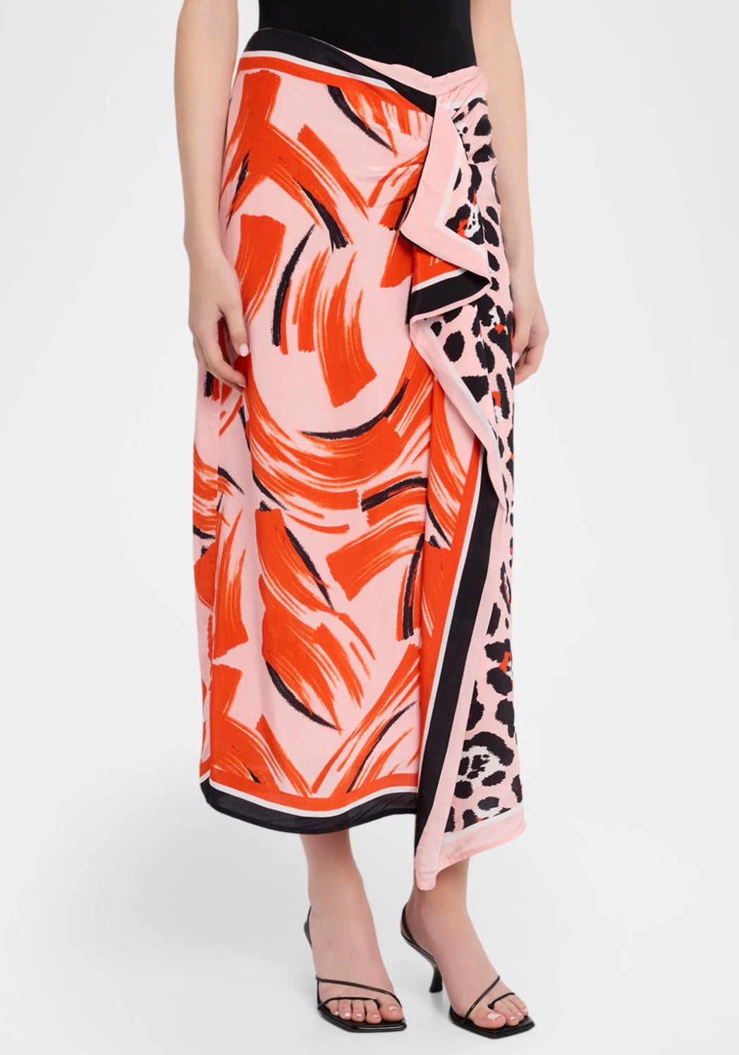Esjuanita Printed Drape Midi Skirt