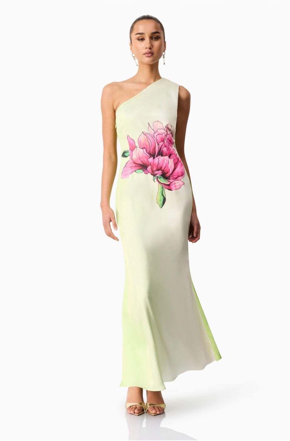 El32624 Floral One Shoulder Gown