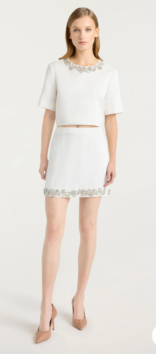 Cizs581831 Ivory Embellished Skirt