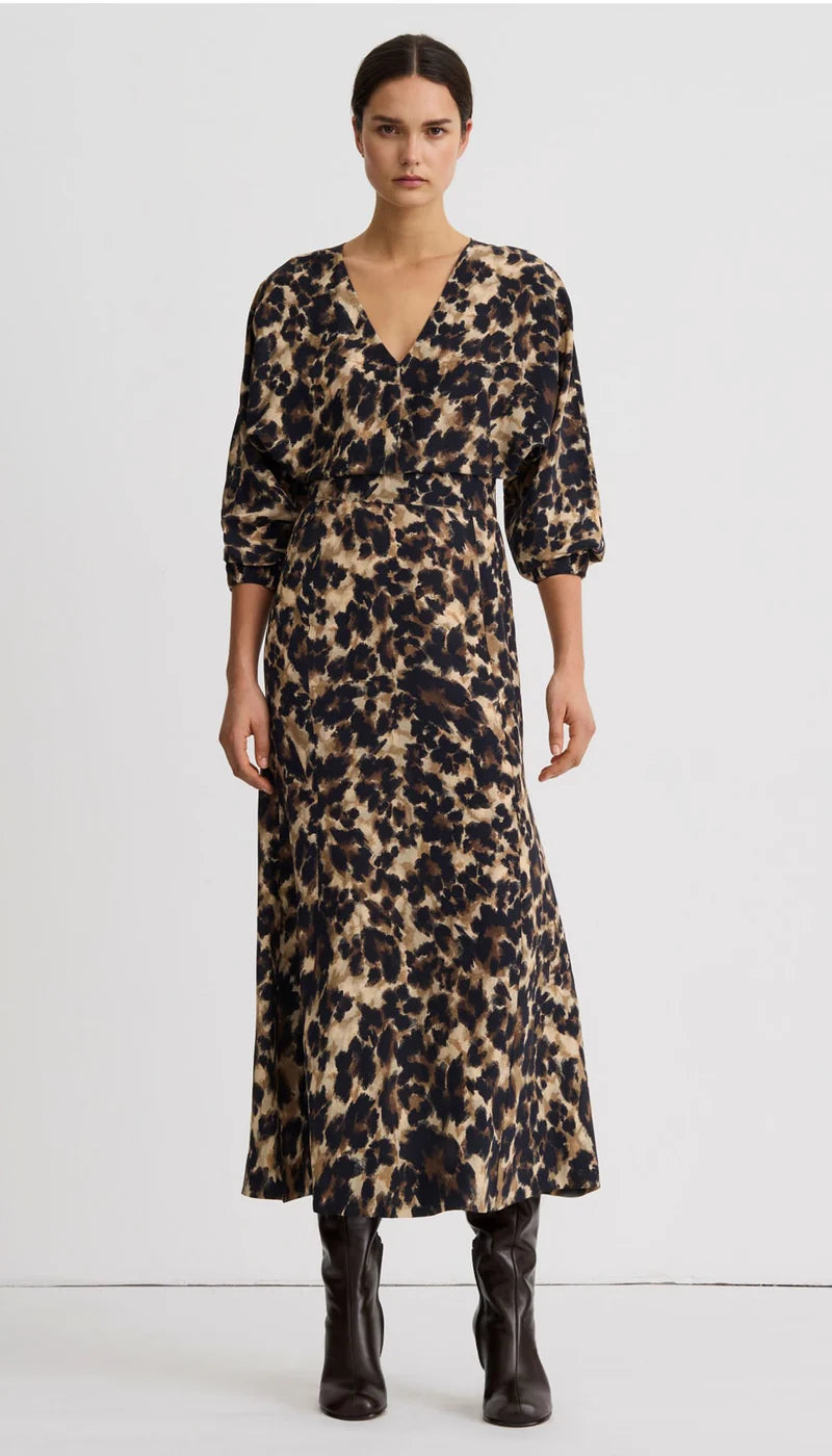 Sm26058 Leopard Flounce Hem Dress