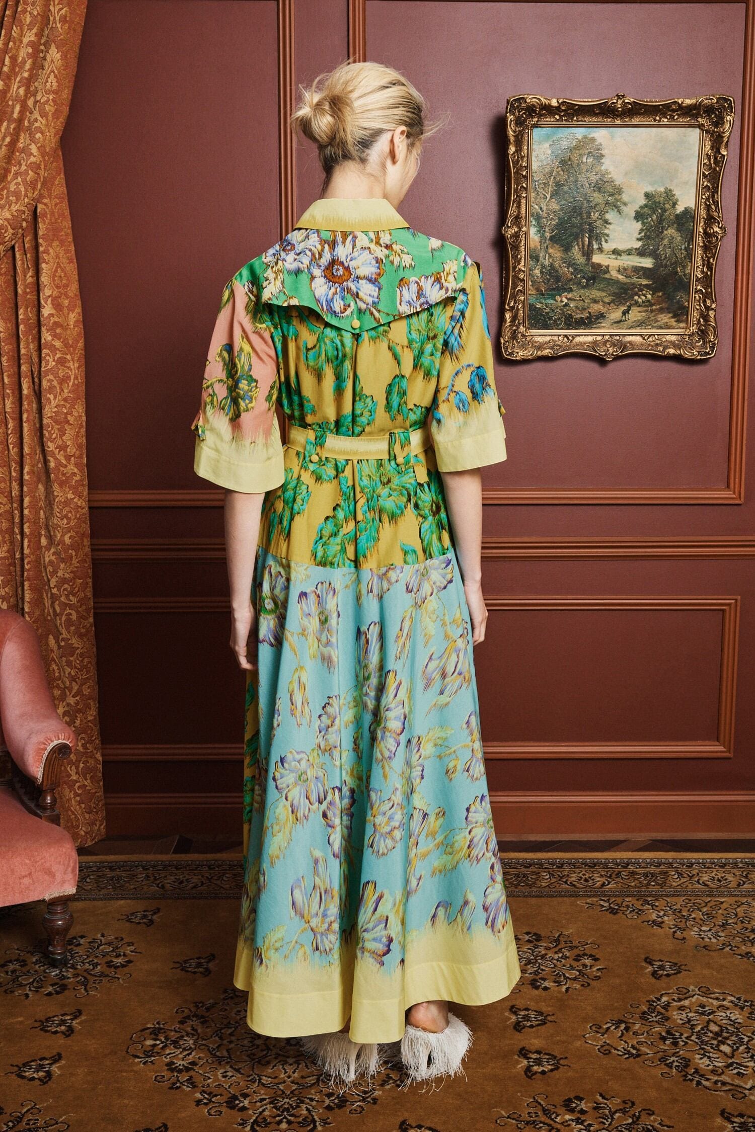 Al7745 Watercolor Floral Midi Dress