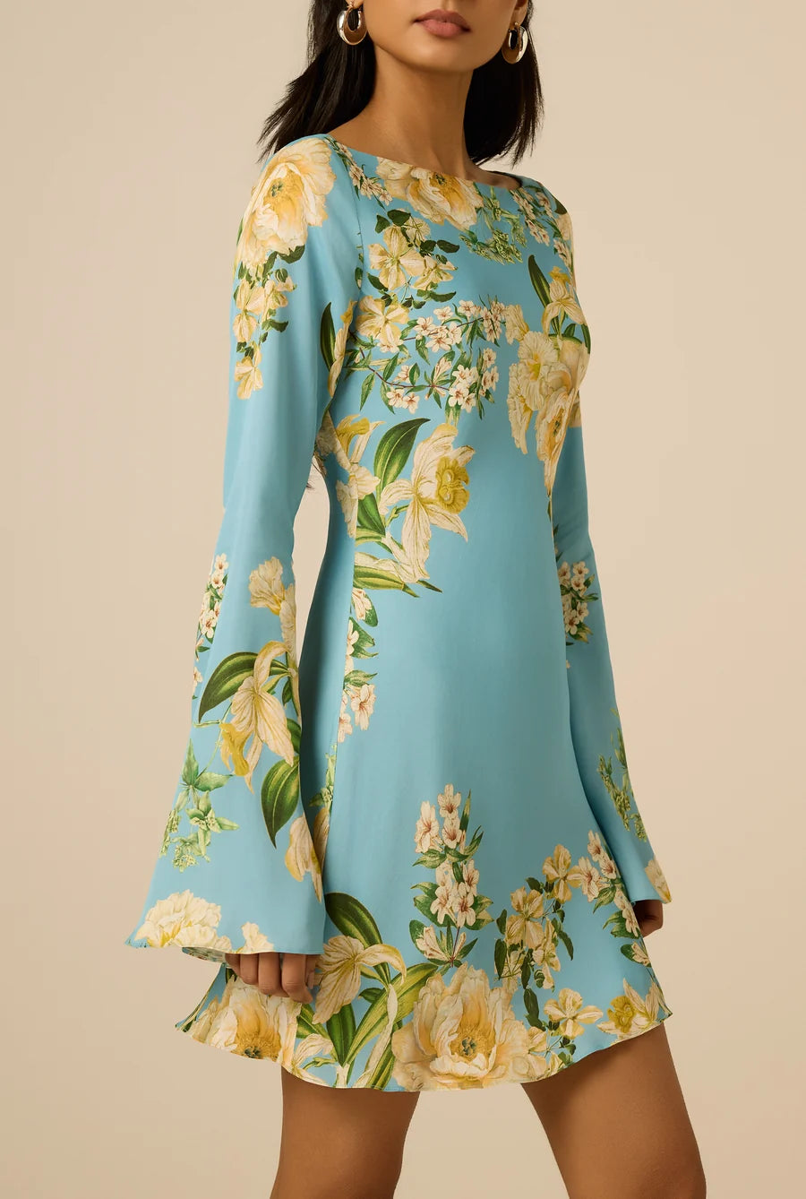 He5950 Blue Satin Mini Dress